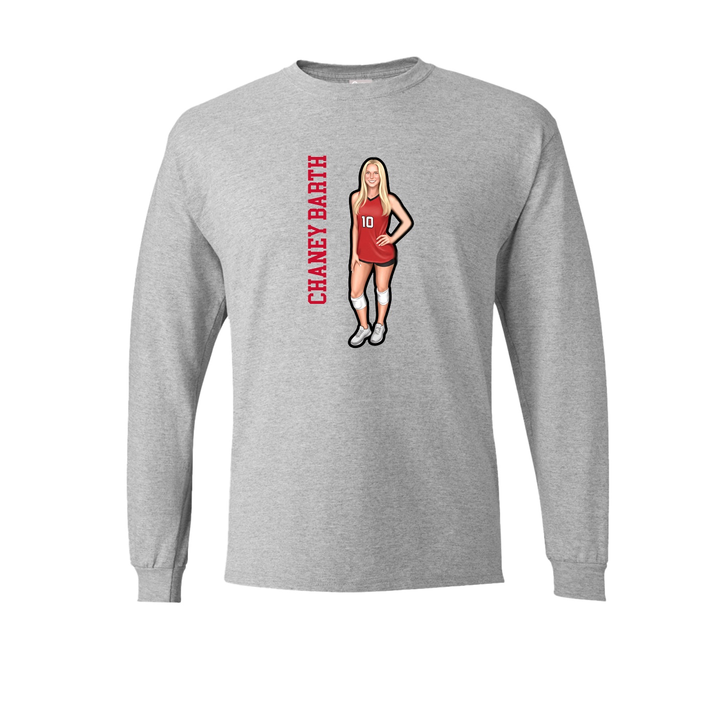 Long Sleeve Tee — Name Vertical in Grey
