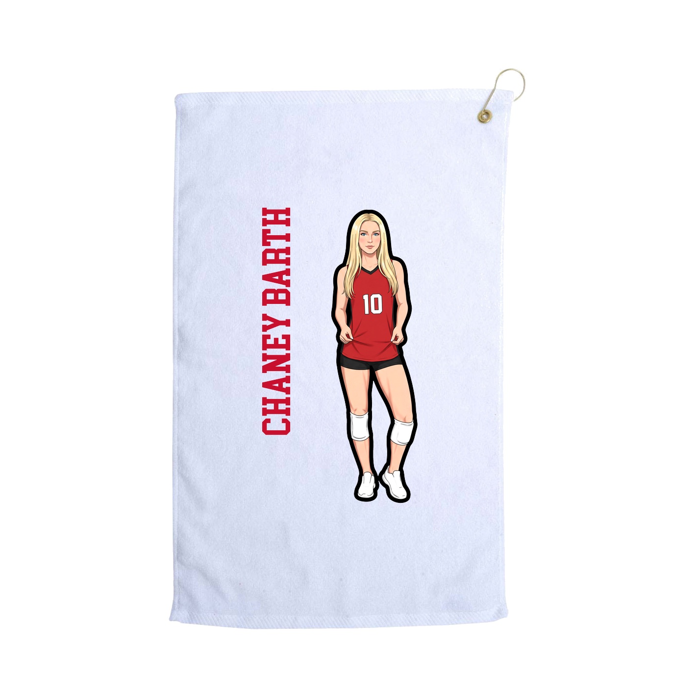 Golf Towel — Name Vertical in White