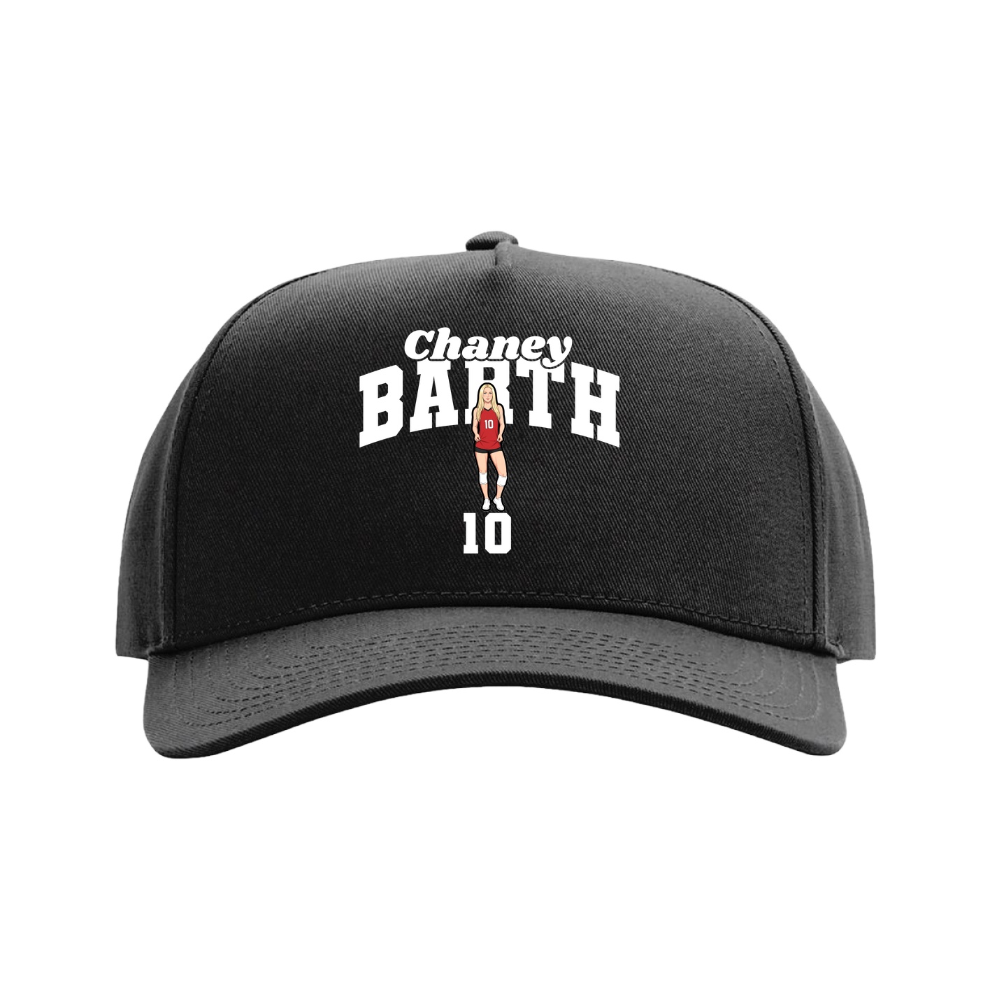Full Fabric Five-Panel Champ Cap — Signature Arch in Black