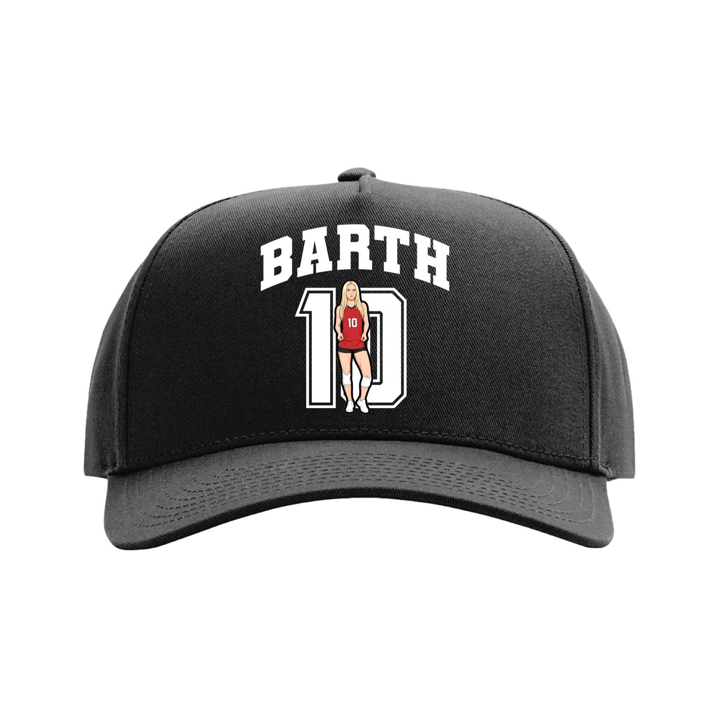 Full Fabric Five-Panel Champ Cap — Number in Black