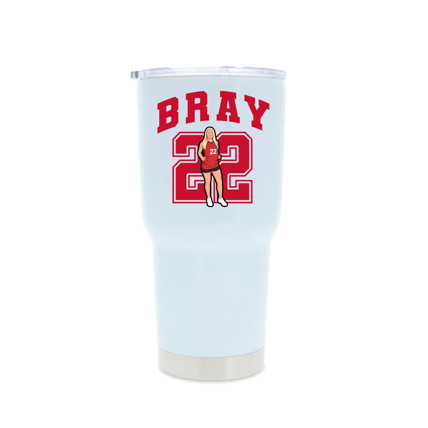 30oz Stainless Steel Tumbler — Number in White