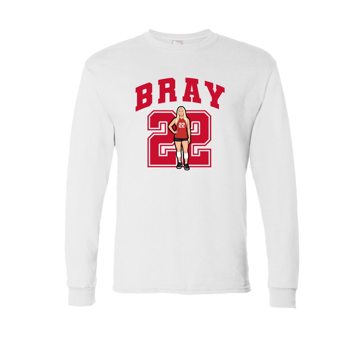 Long Sleeve Tee — Number in White