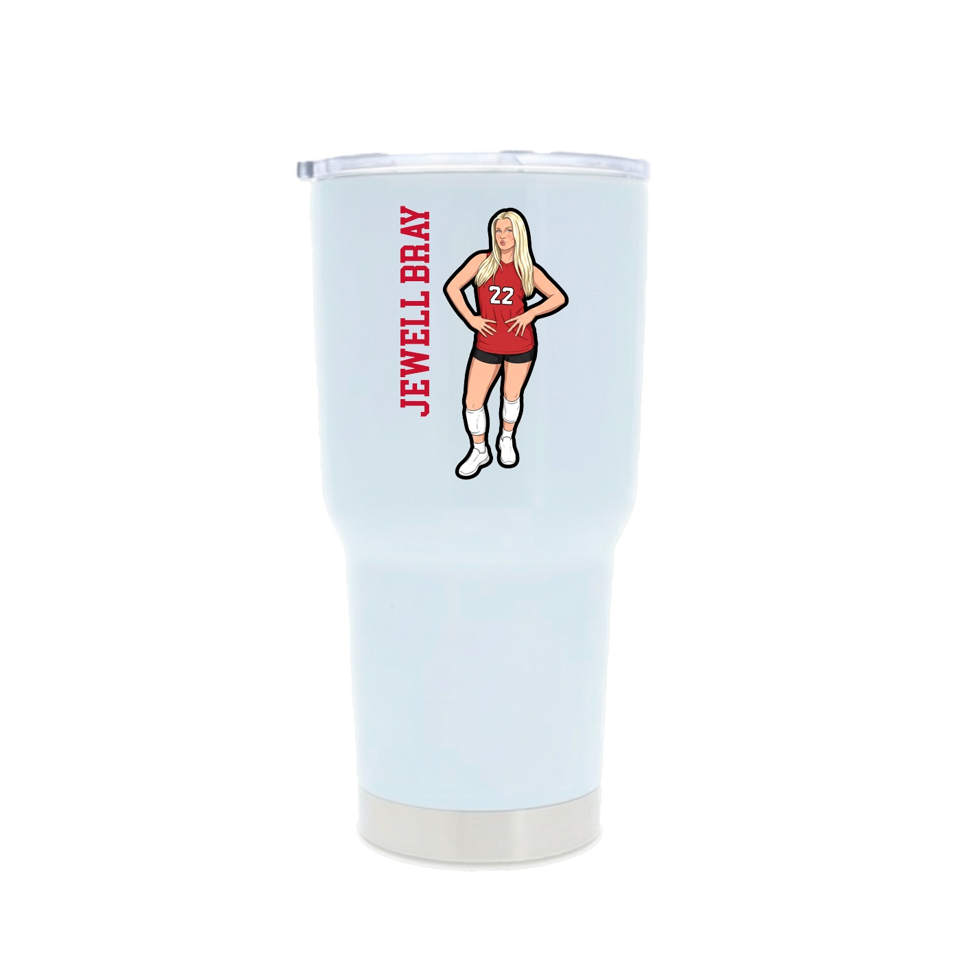 30oz Stainless Steel Tumbler — Name Vertical in White