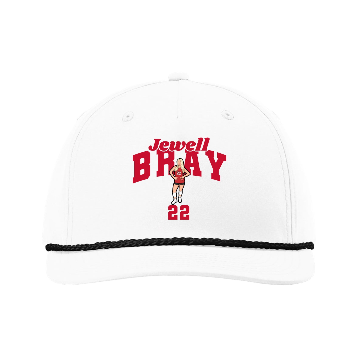 Five-Panel Classic Rope Cap — Signature Arch in White