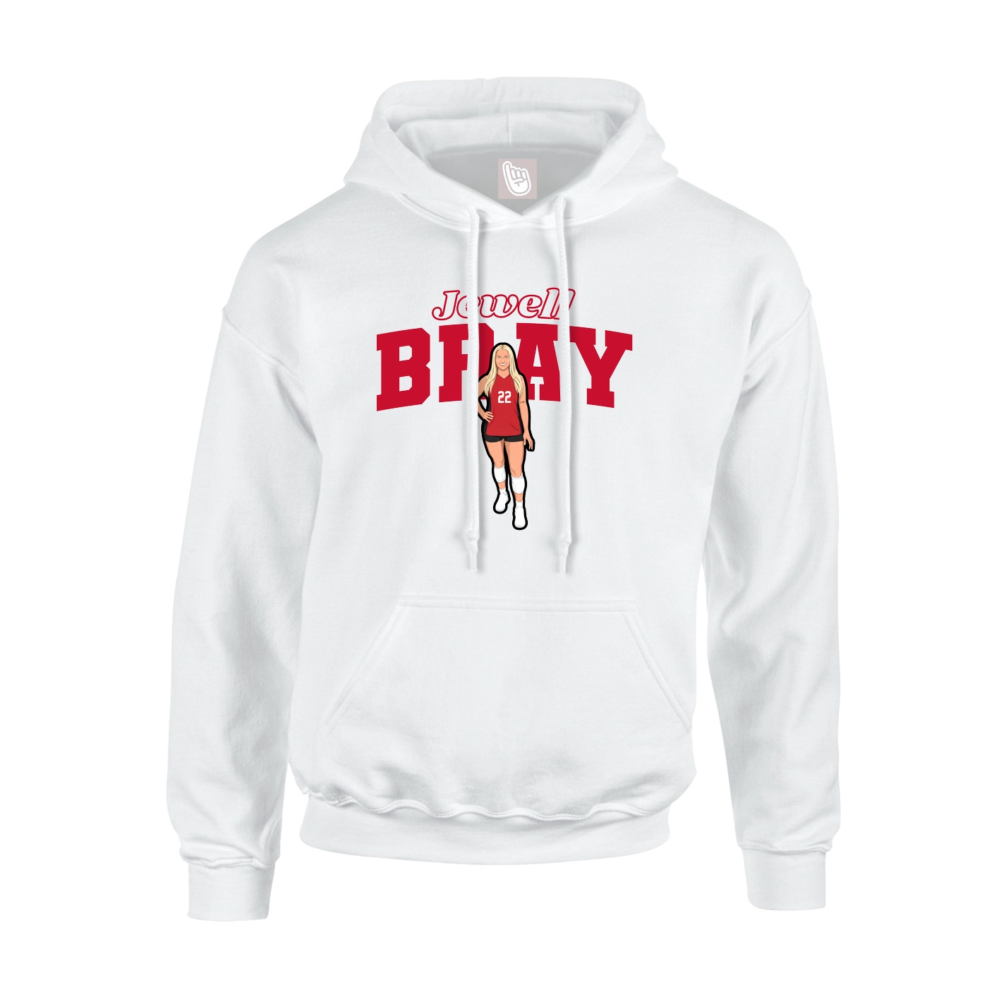 Youth Hoodie — Name Arch in White