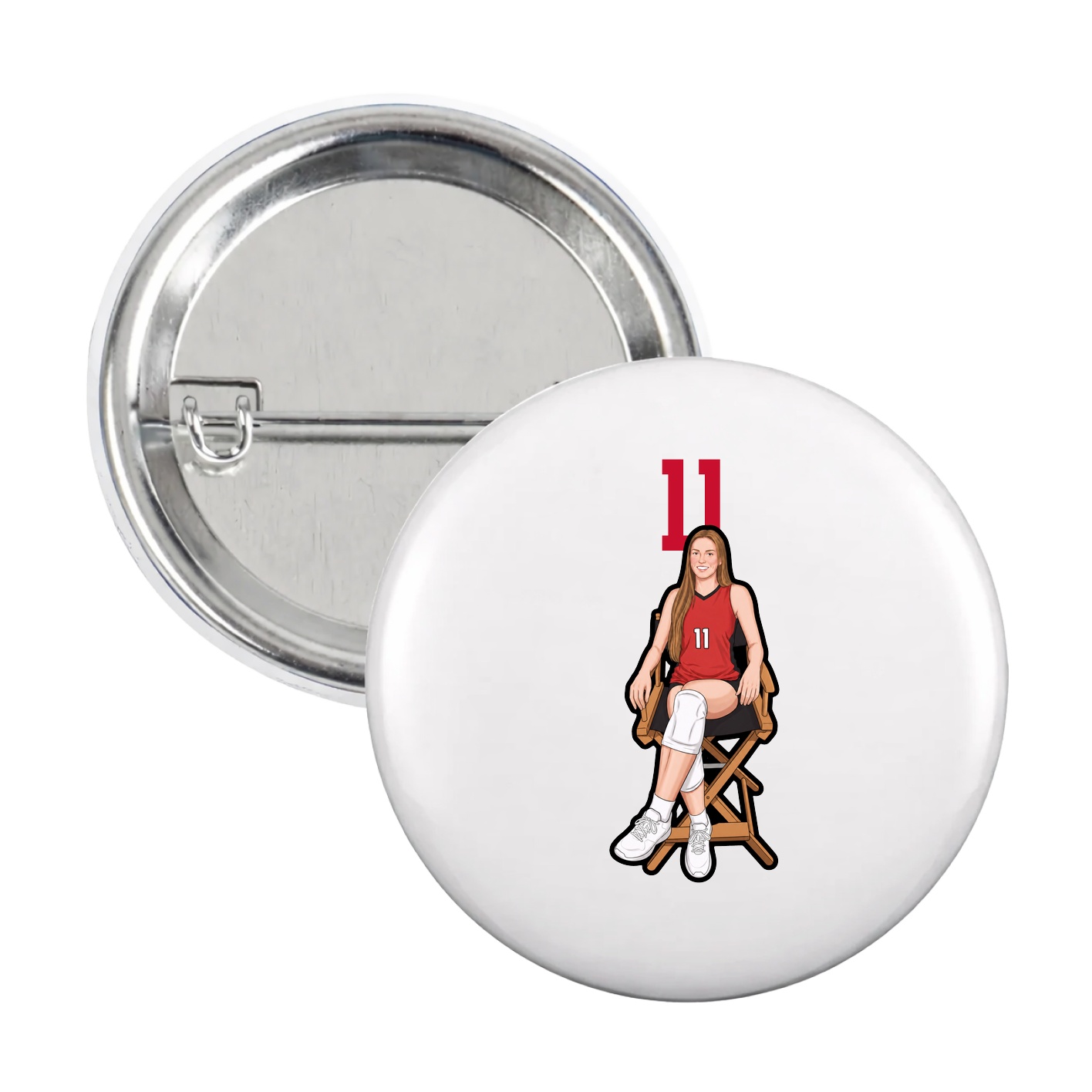 Game Day Button — Number Top in White