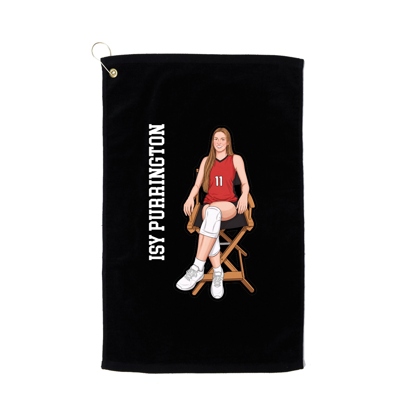 Golf Towel — Name Vertical in Black