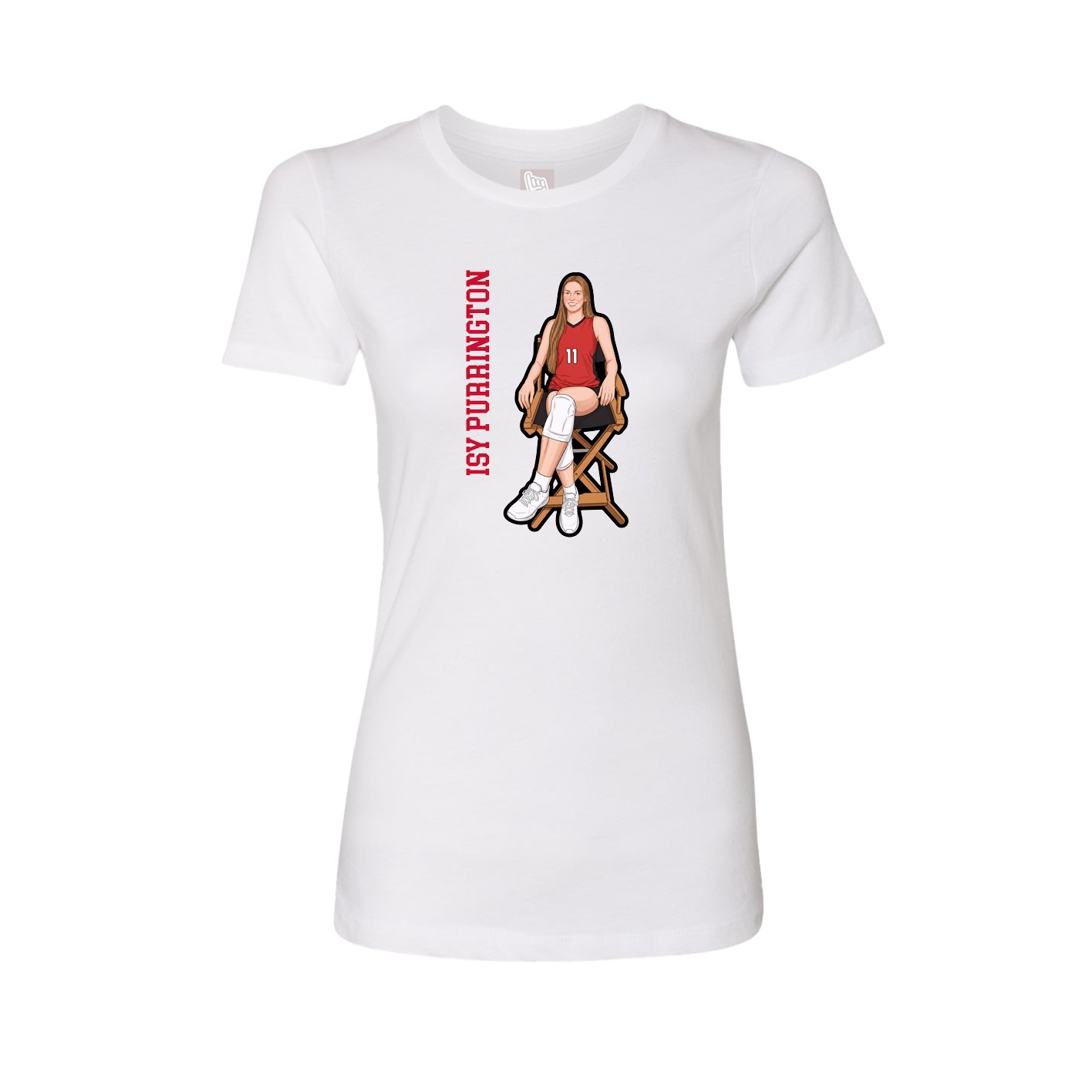 Fitted Women's Tee — Name Vertical in White