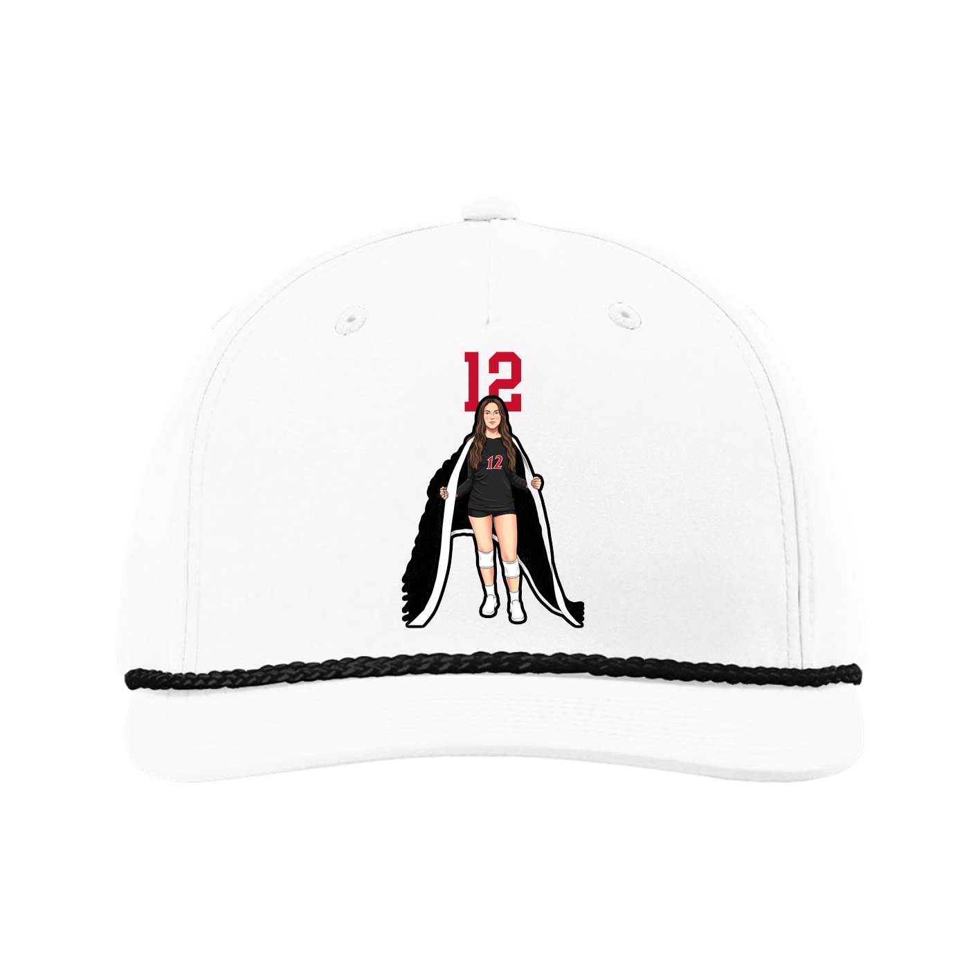 Five-Panel Classic Rope Cap — Number Top in White