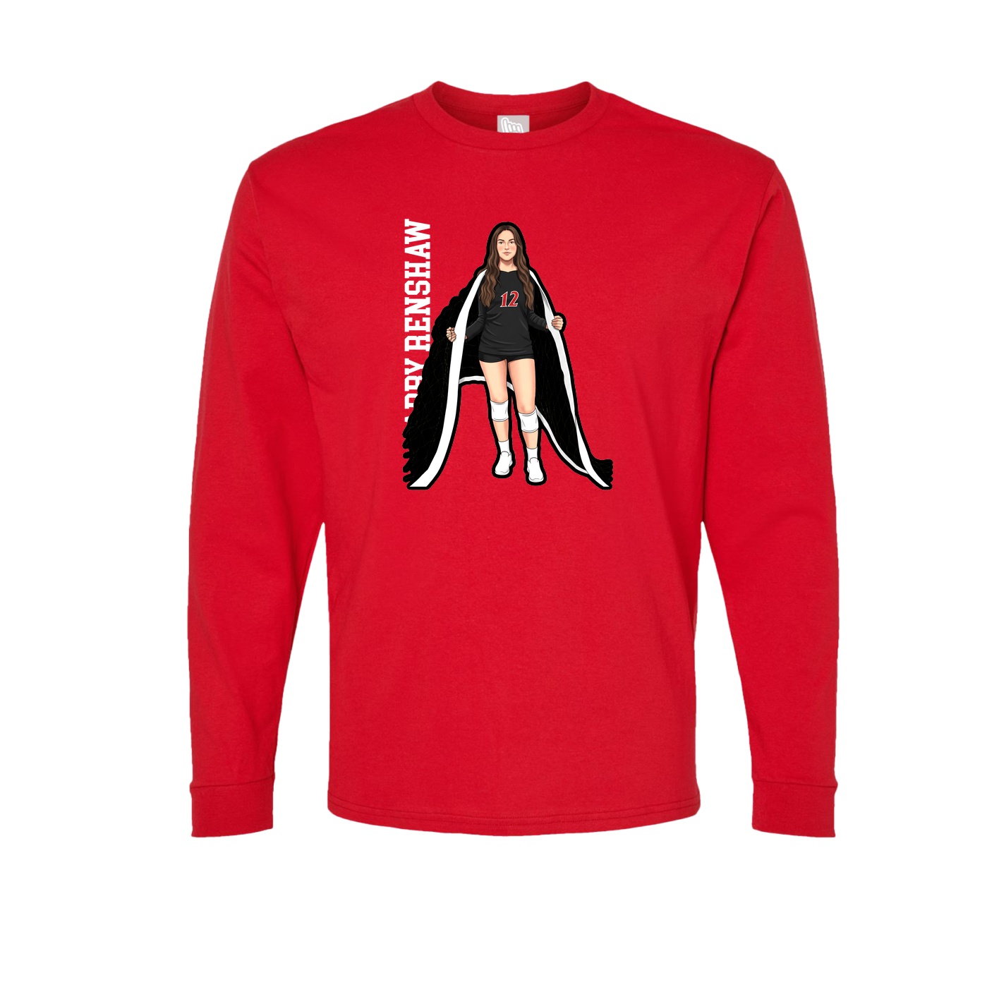 Long Sleeve Tee — Name Vertical in Red