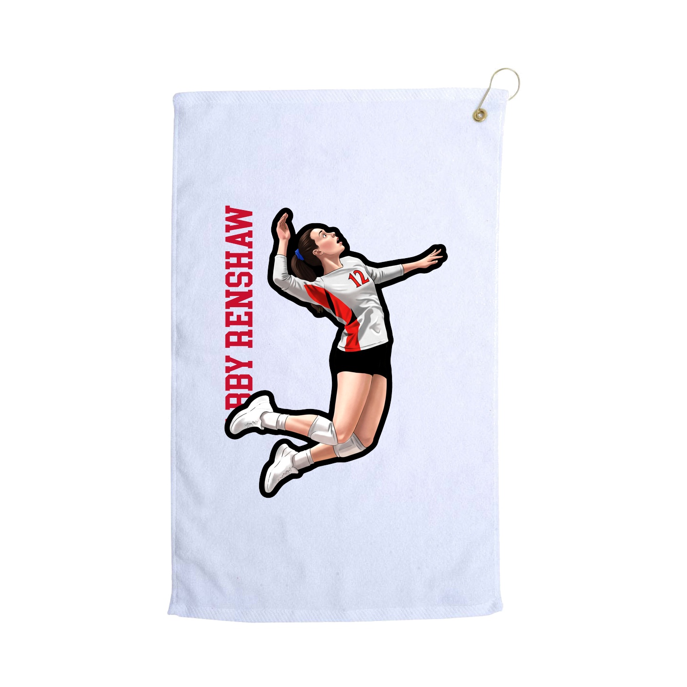 Golf Towel — Name Vertical in White