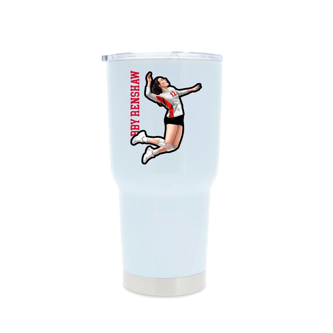 30oz Stainless Steel Tumbler — Name Vertical in White