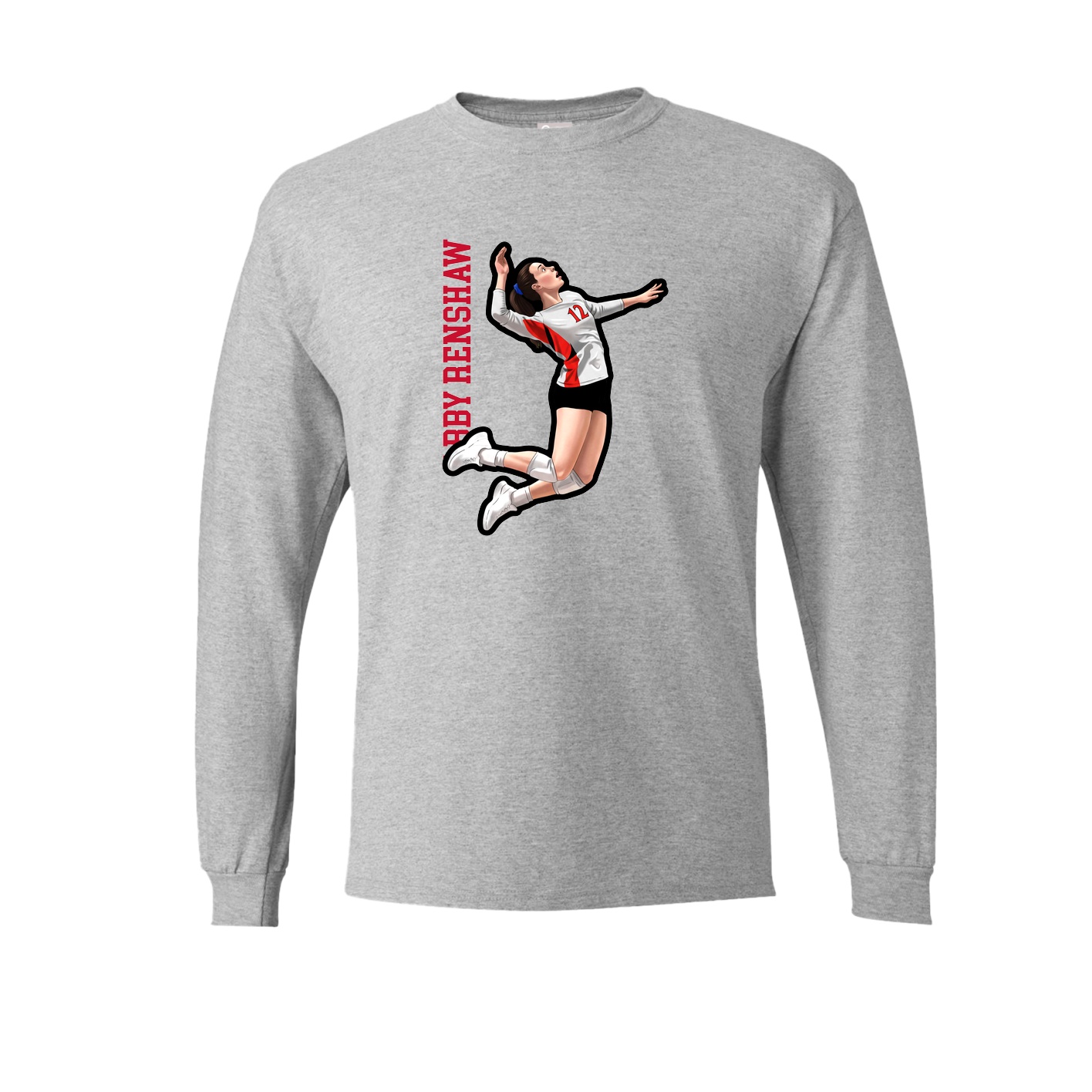 Long Sleeve Tee — Name Vertical in Grey