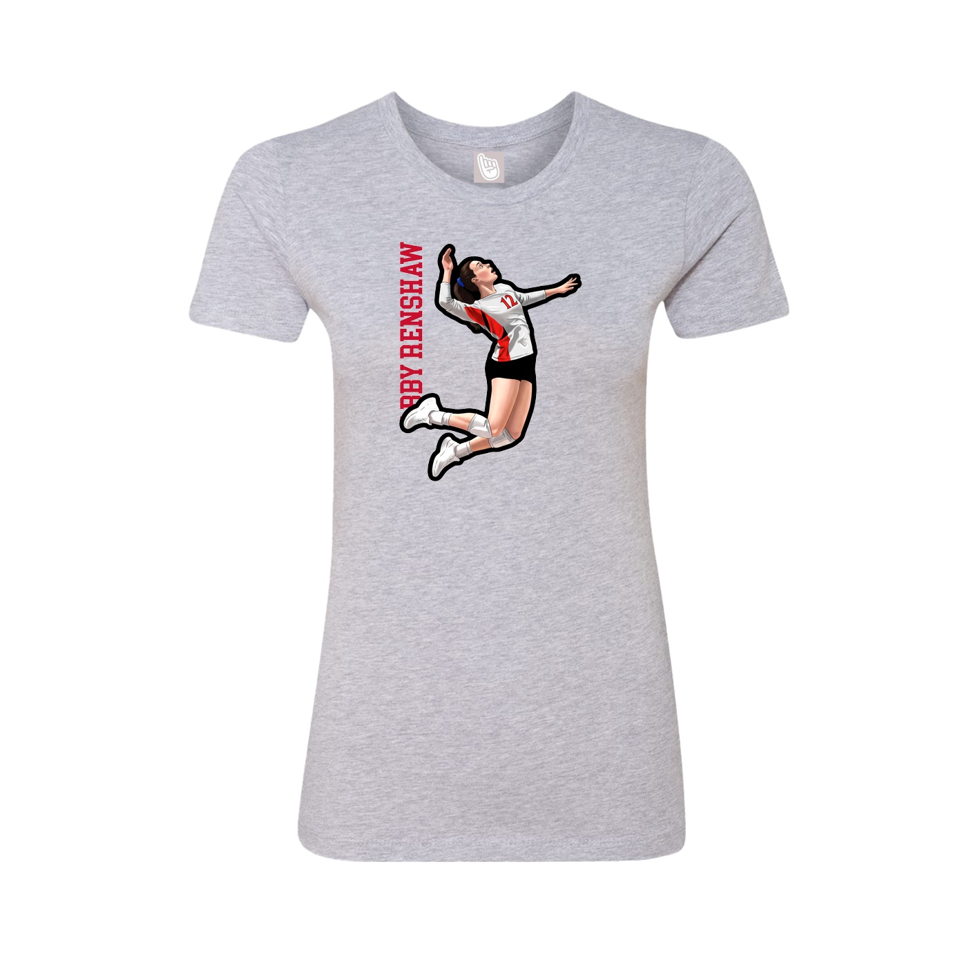 Fitted Women's Tee — Name Vertical in Grey
