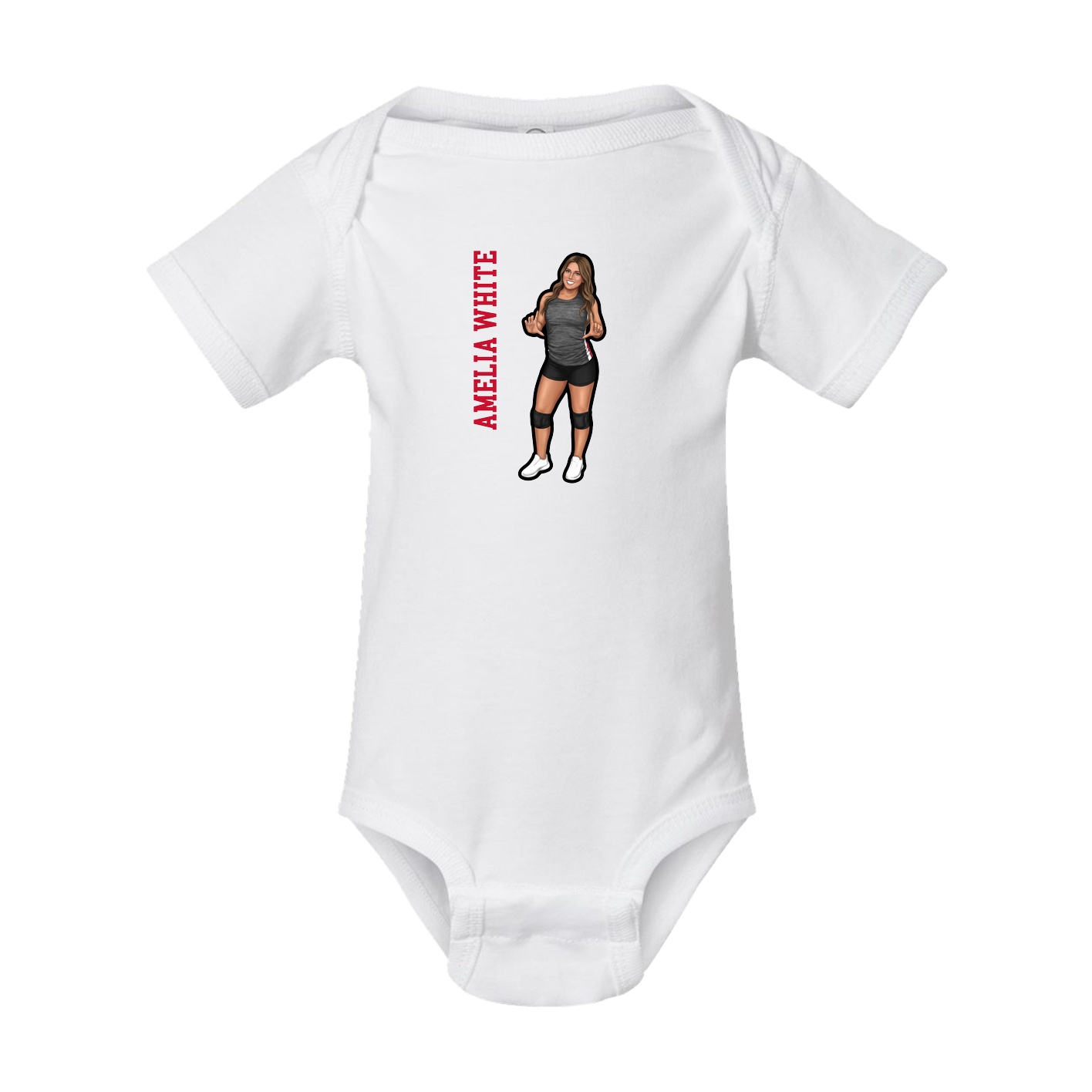 Baby Onesie — Name Vertical in White