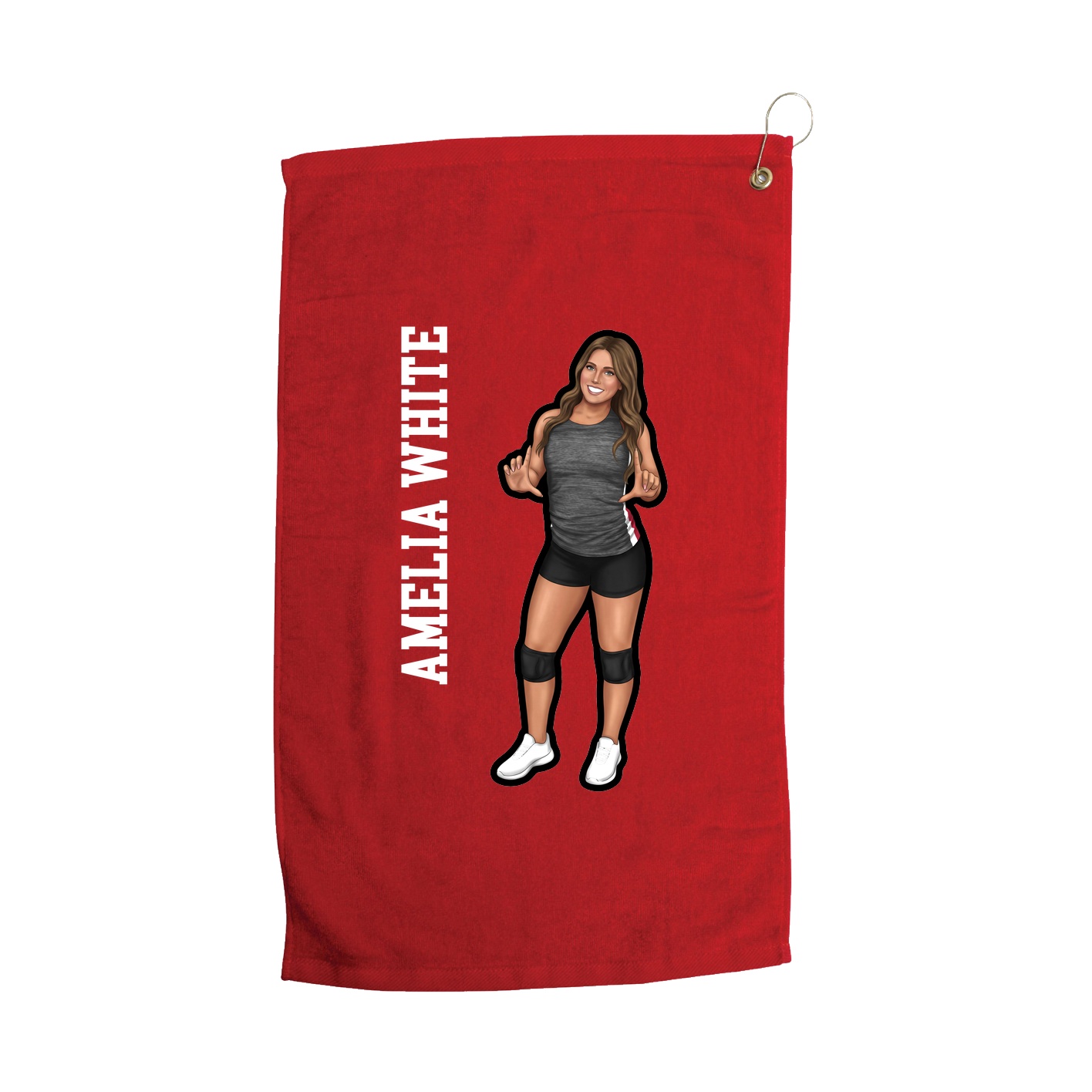 Golf Towel — Name Vertical in Red