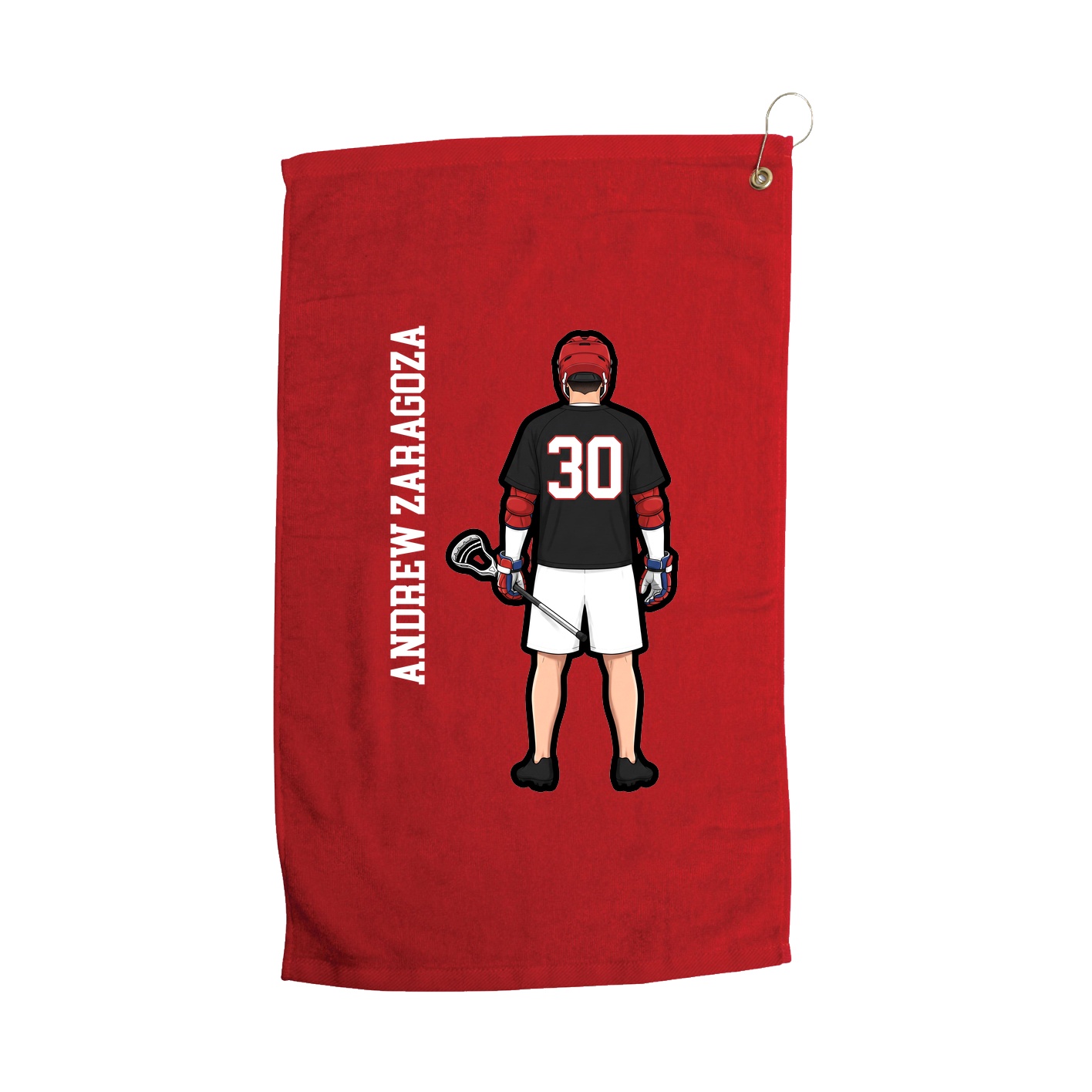 Golf Towel — Name Vertical in Red