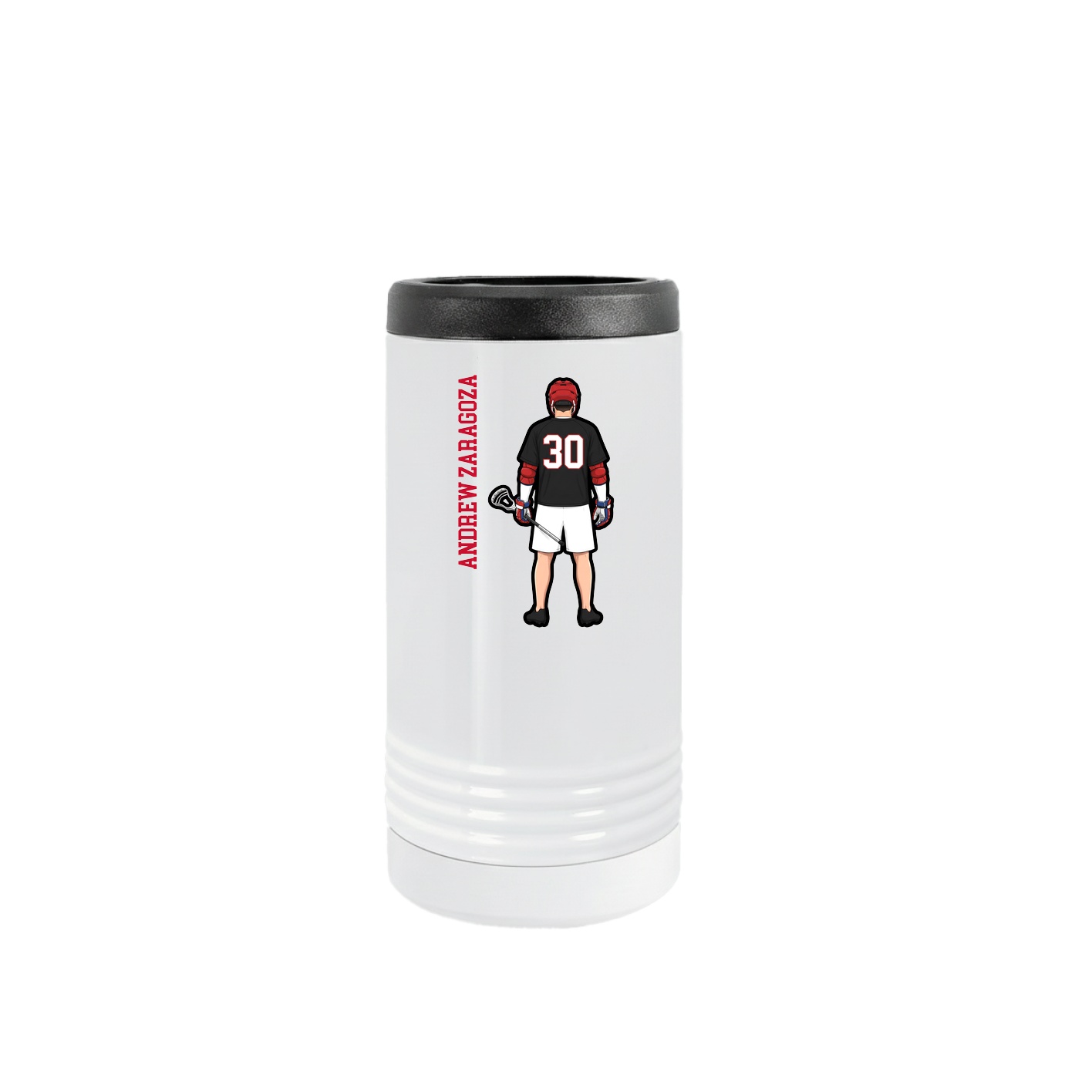 Slim Beverage Holder — Name Vertical in White