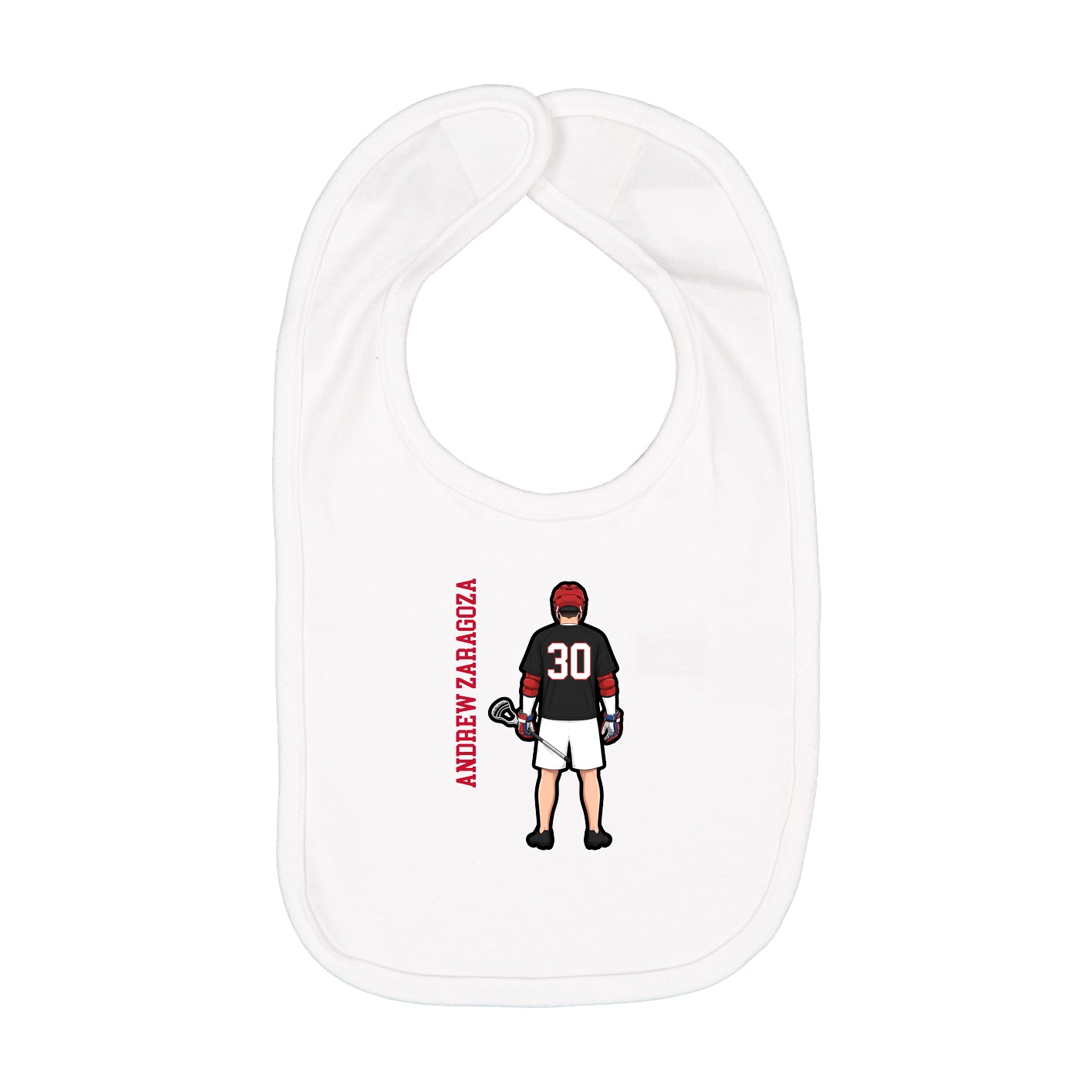Infant Bib — Name Vertical in White