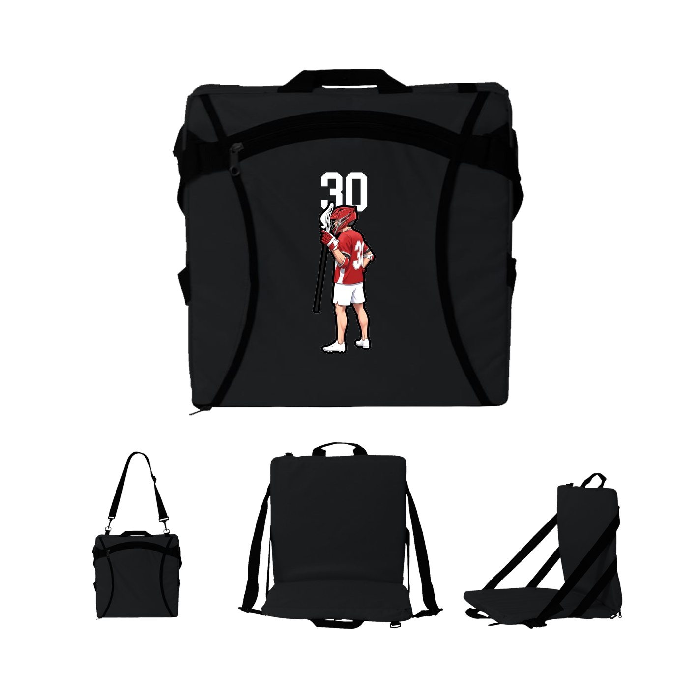Folding Stadium Seat — Number Top in Black