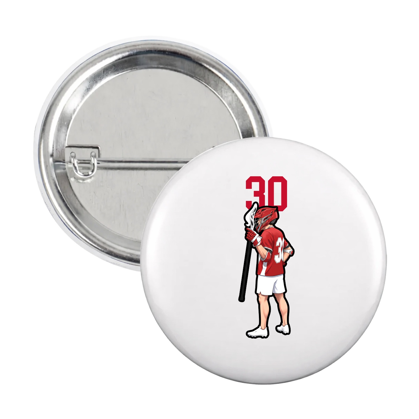 Game Day Button — Number Top in White