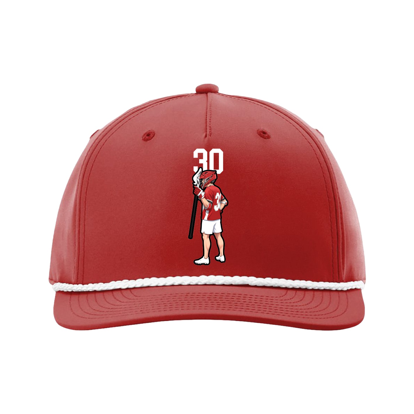 Five-Panel Classic Rope Cap — Number Top in Red