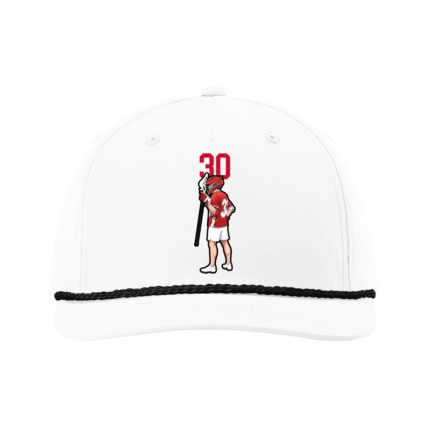Five-Panel Classic Rope Cap — Number Top in White