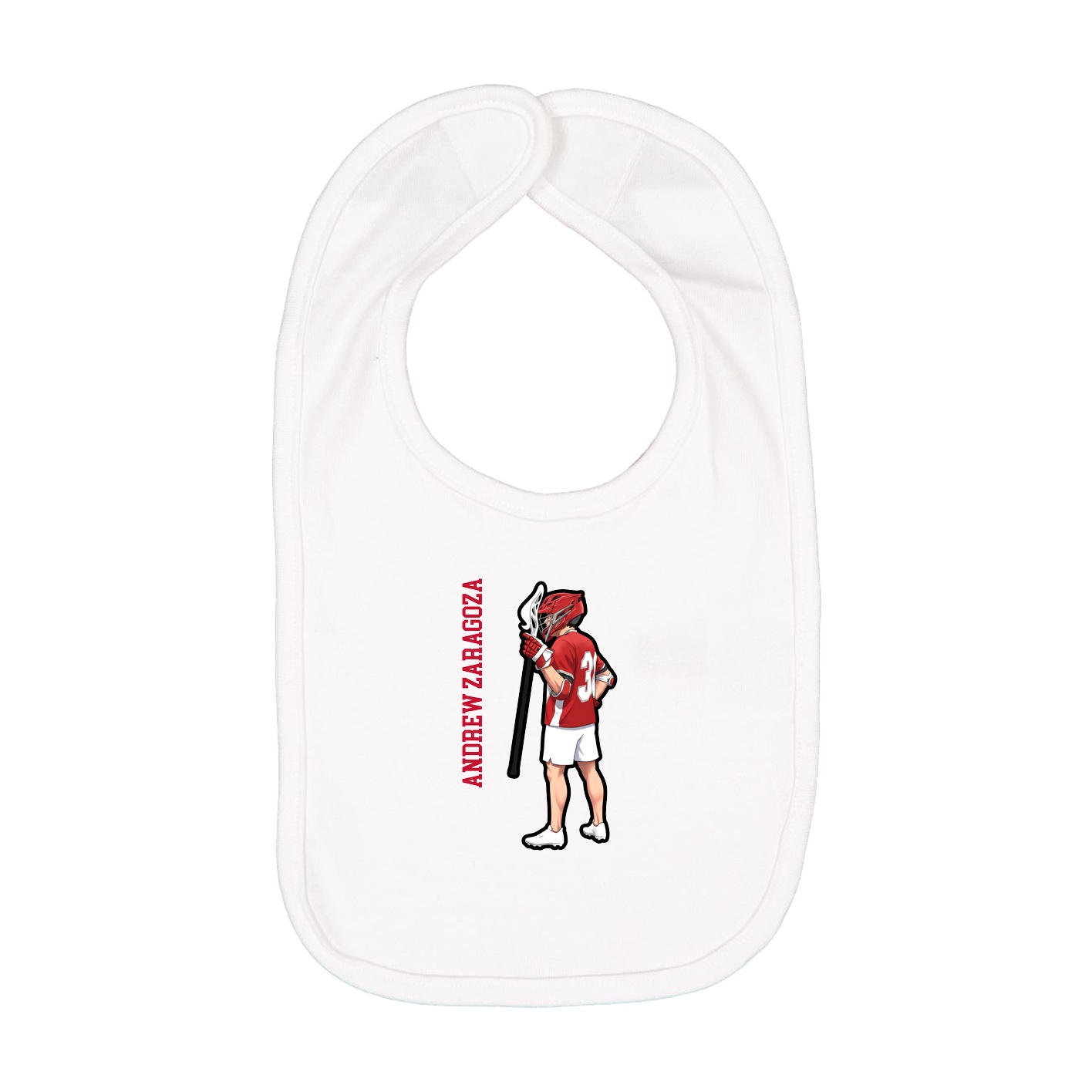Infant Bib — Name Vertical in White