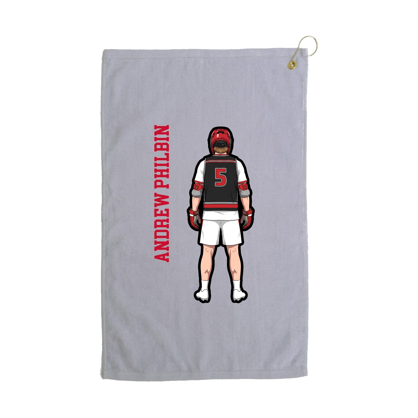 Golf Towel — Name Vertical in Grey