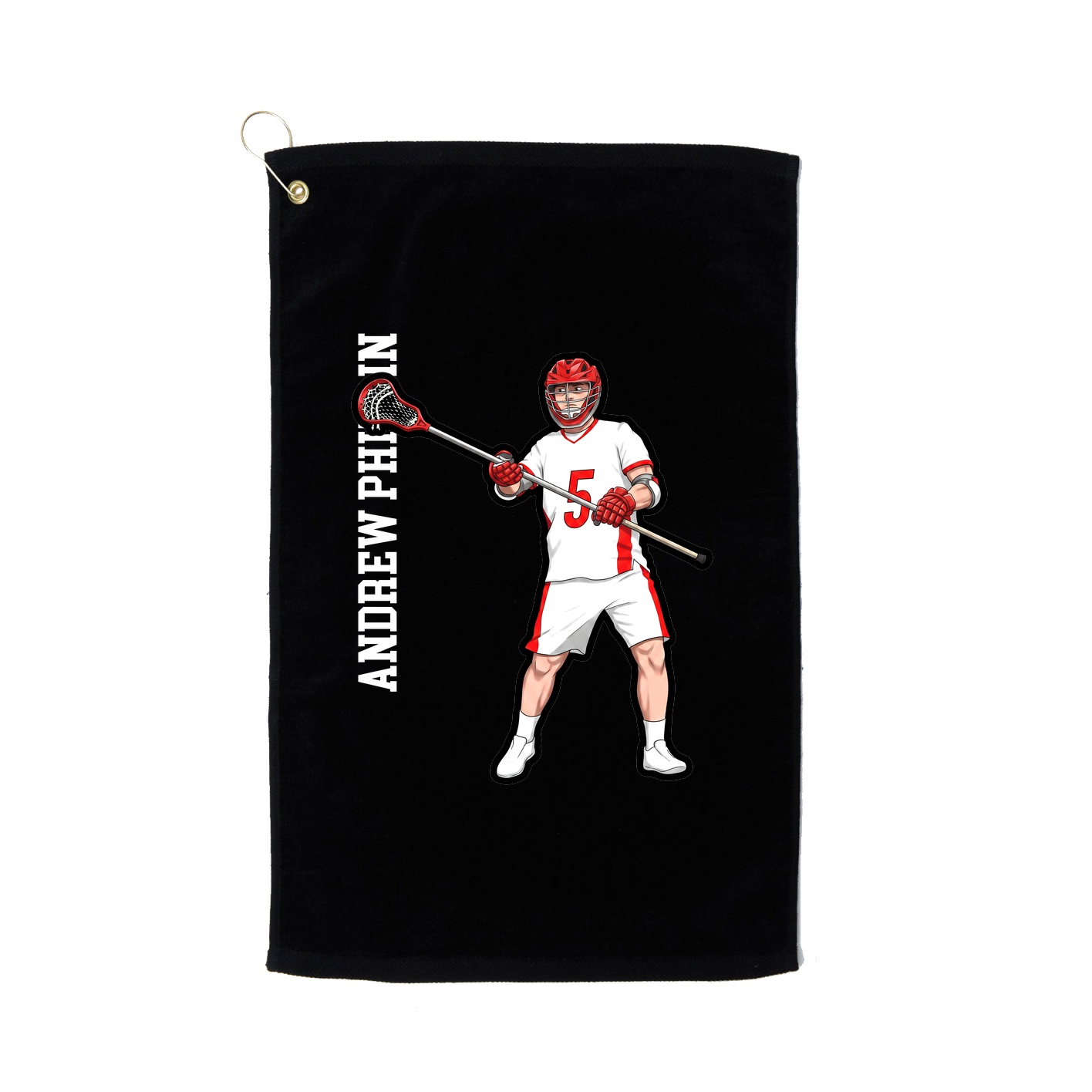 Golf Towel — Name Vertical in Black