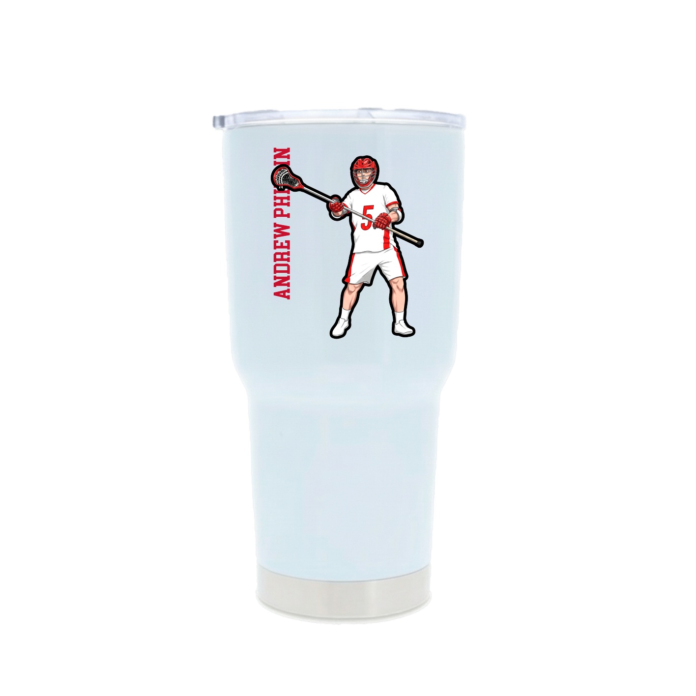 30oz Stainless Steel Tumbler — Name Vertical in White