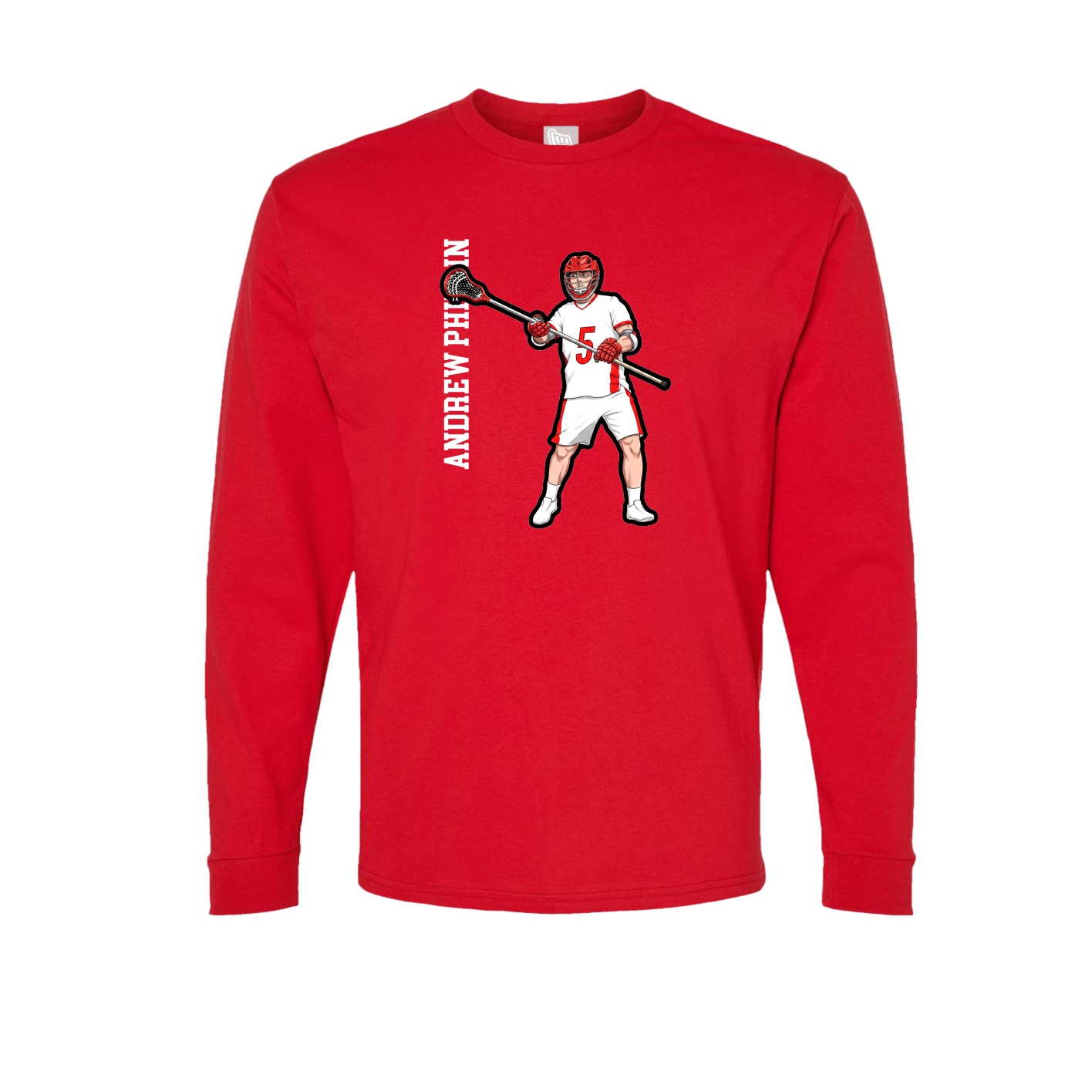 Long Sleeve Tee — Name Vertical in Red