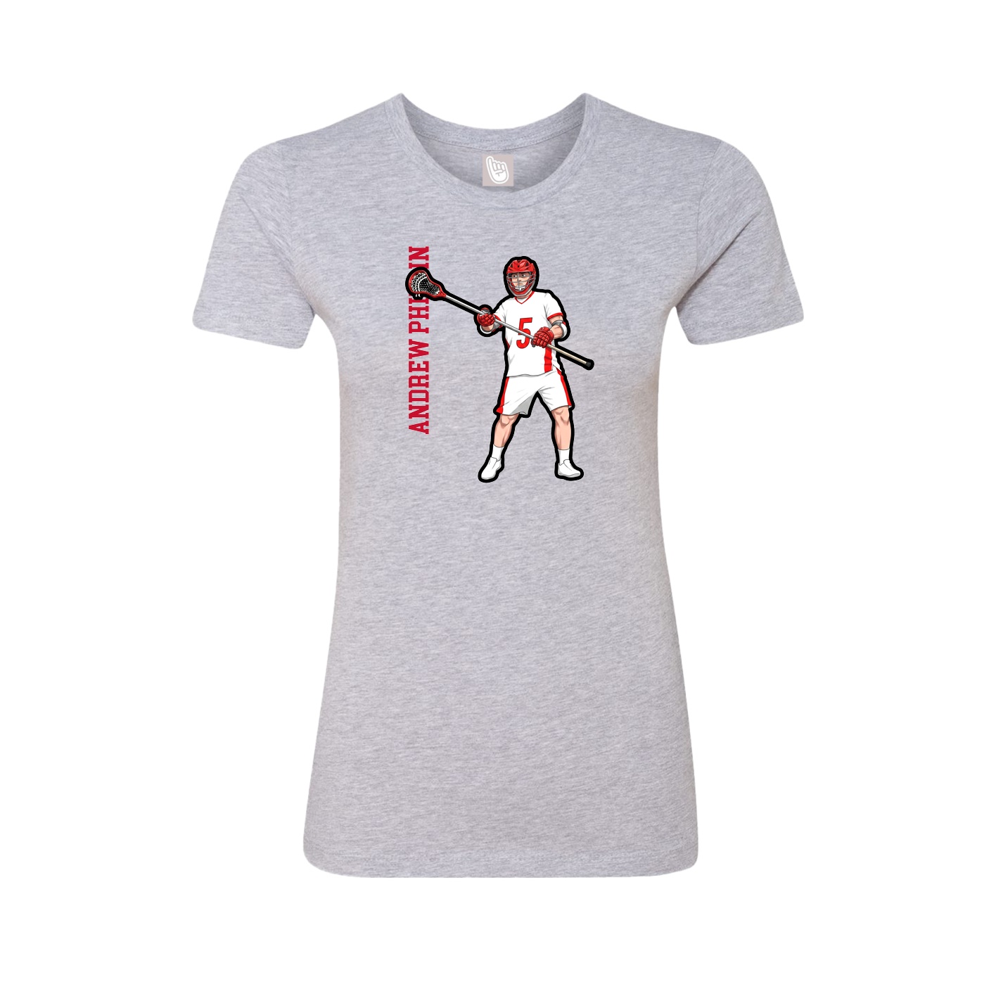 Womens Tee — Name Vertical in Grey