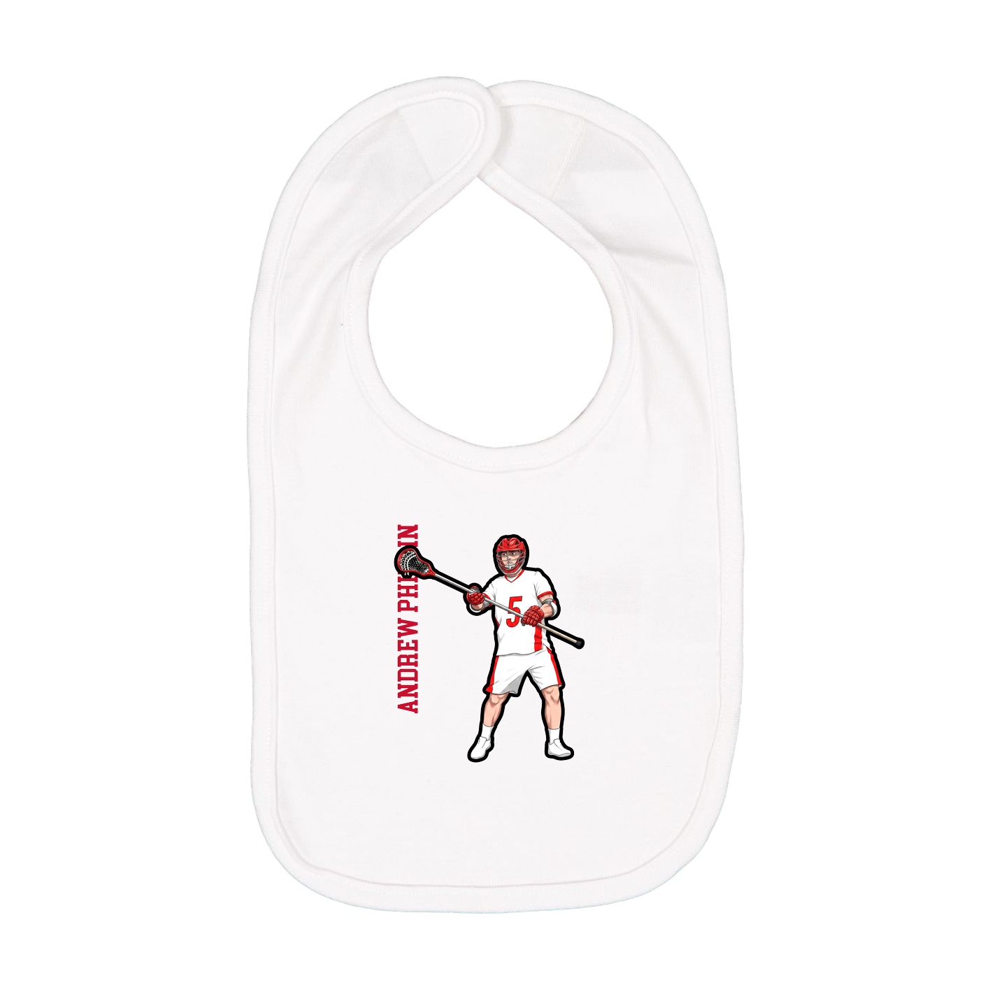 Infant Bib — Name Vertical in White