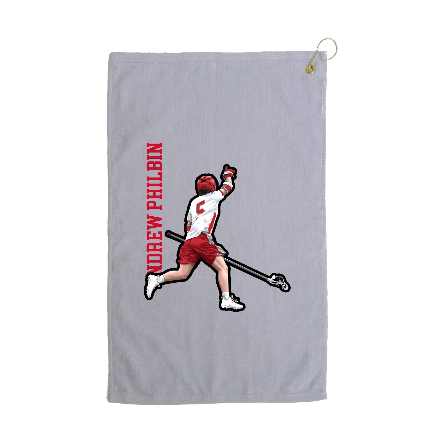 Golf Towel — Name Vertical in Grey
