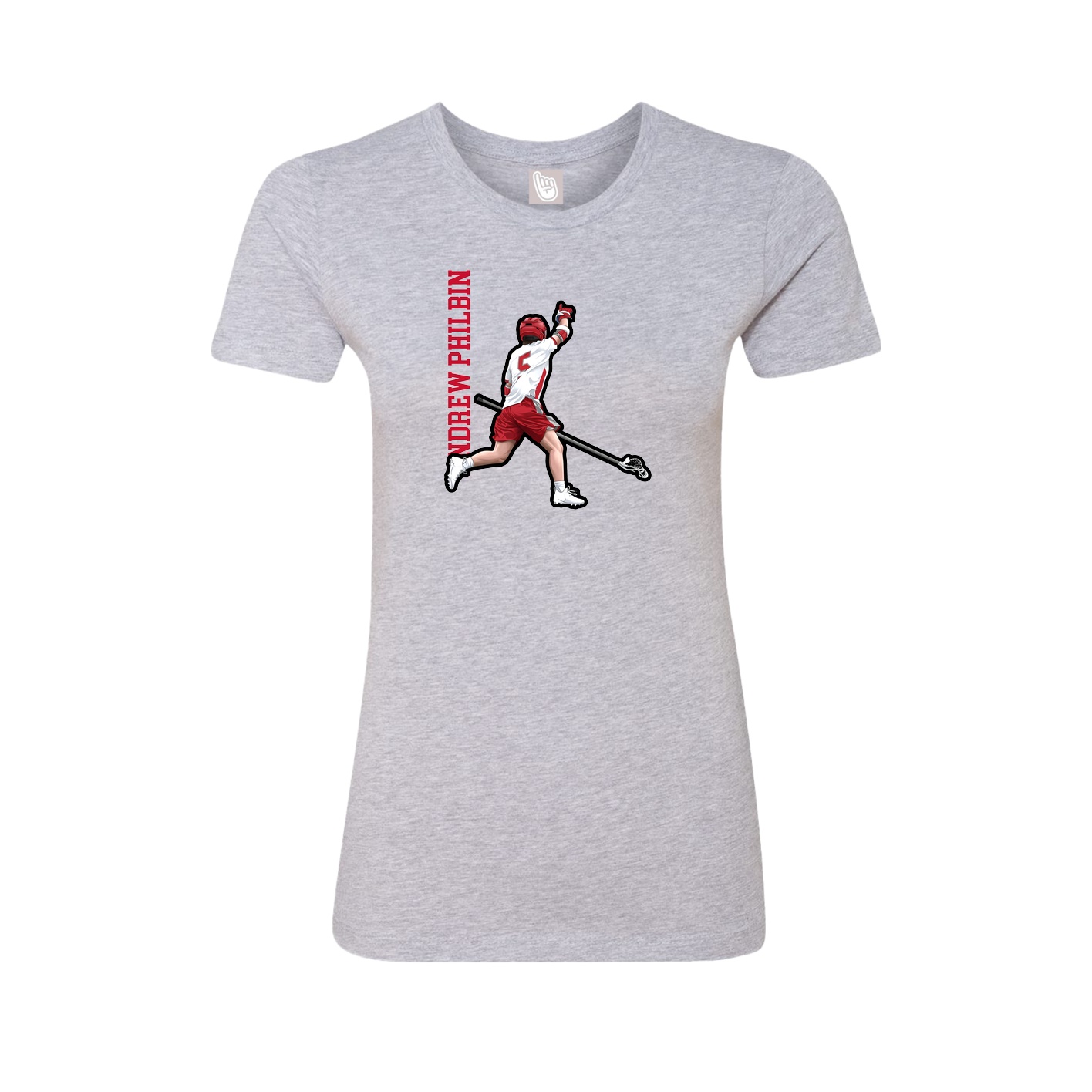 Womens Tee — Name Vertical in Grey