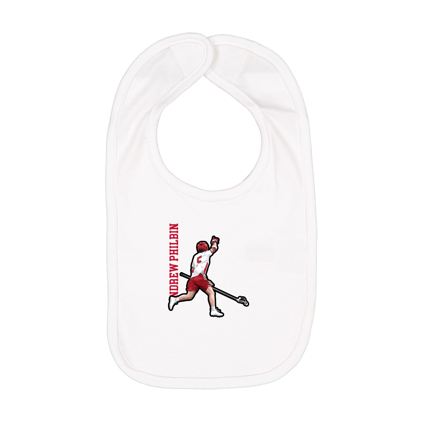 Infant Bib — Name Vertical in White