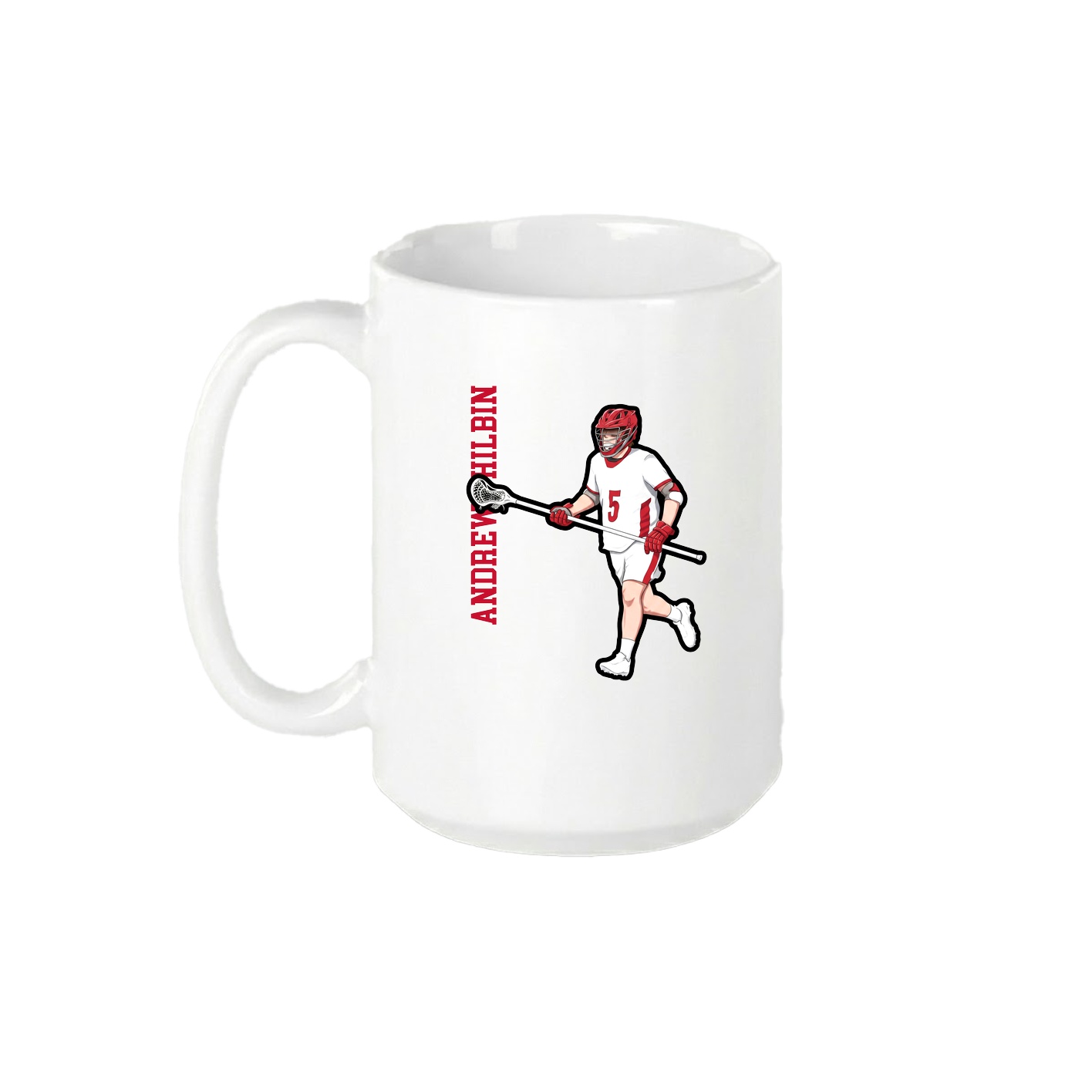 15oz Coffee Mug — Name Vertical in White