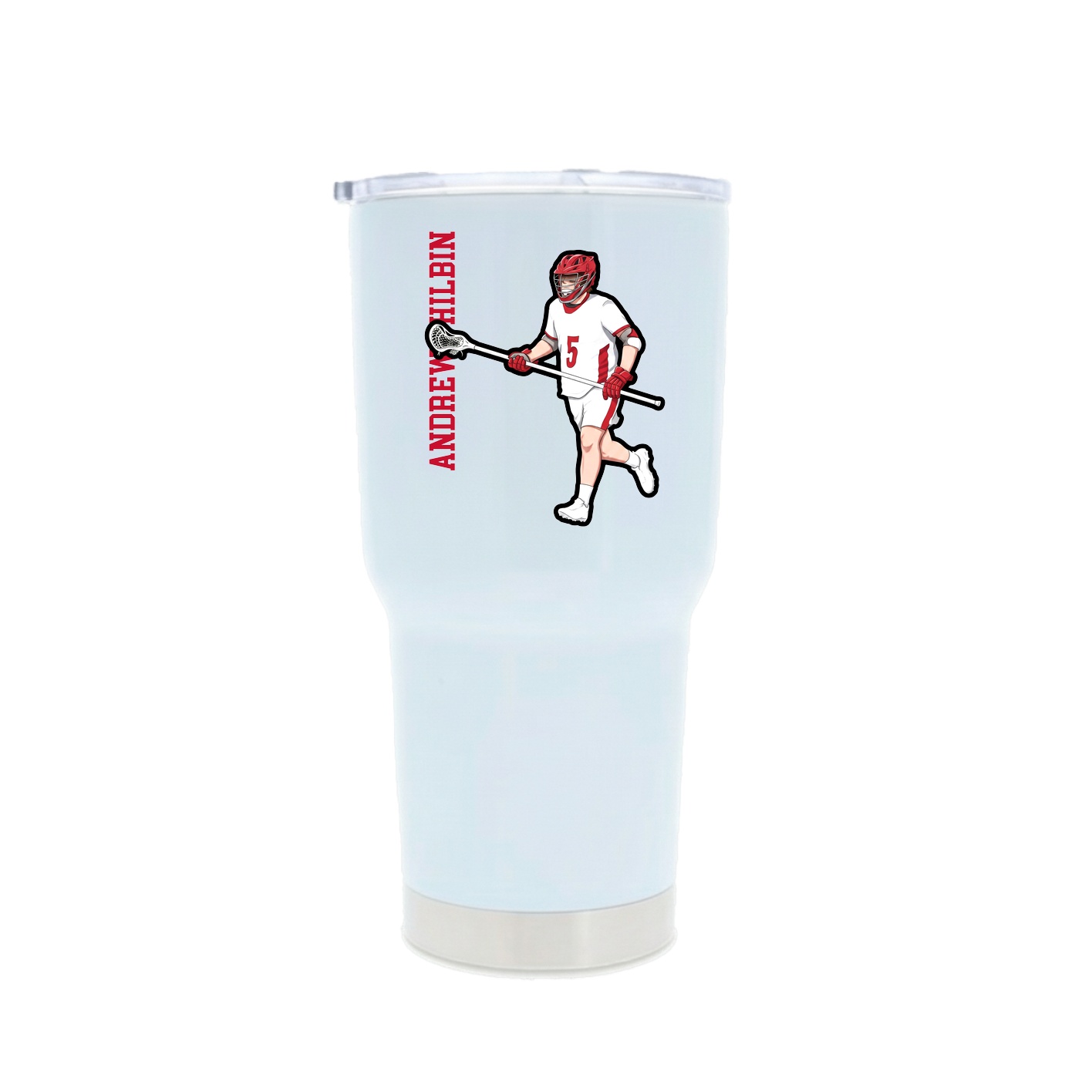 30oz Stainless Steel Tumbler — Name Vertical in White