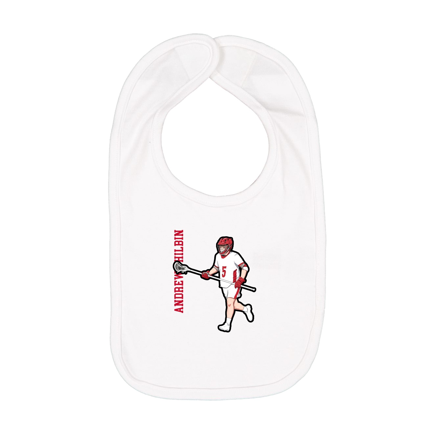 Infant Bib — Name Vertical in White