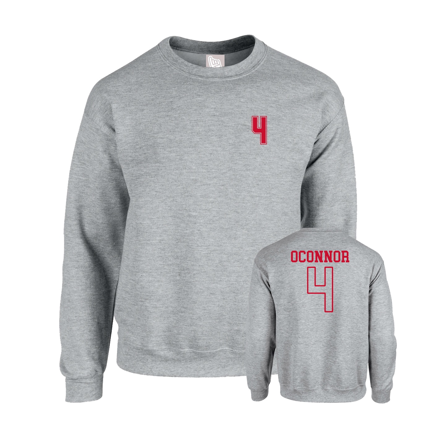 Fleece Crew — Chest Back in Grey