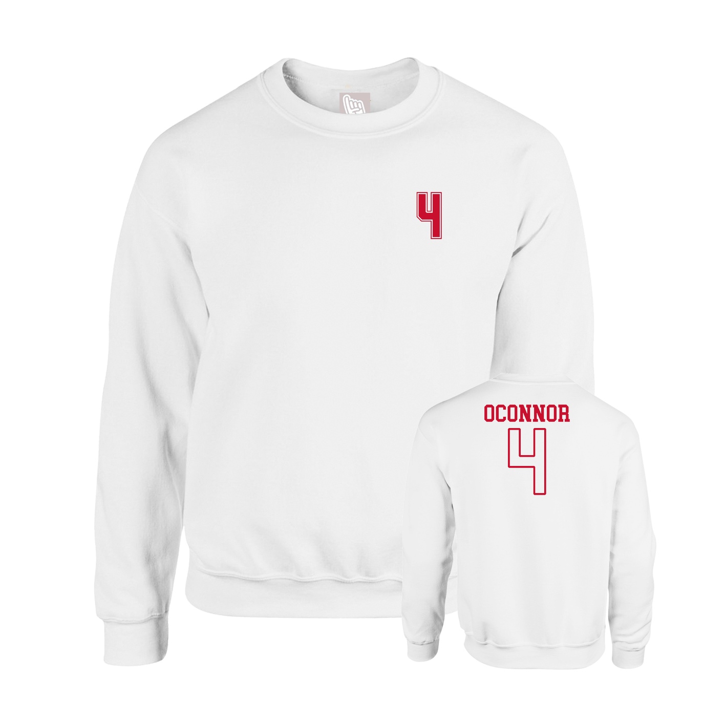 Fleece Crew — Chest Back in White