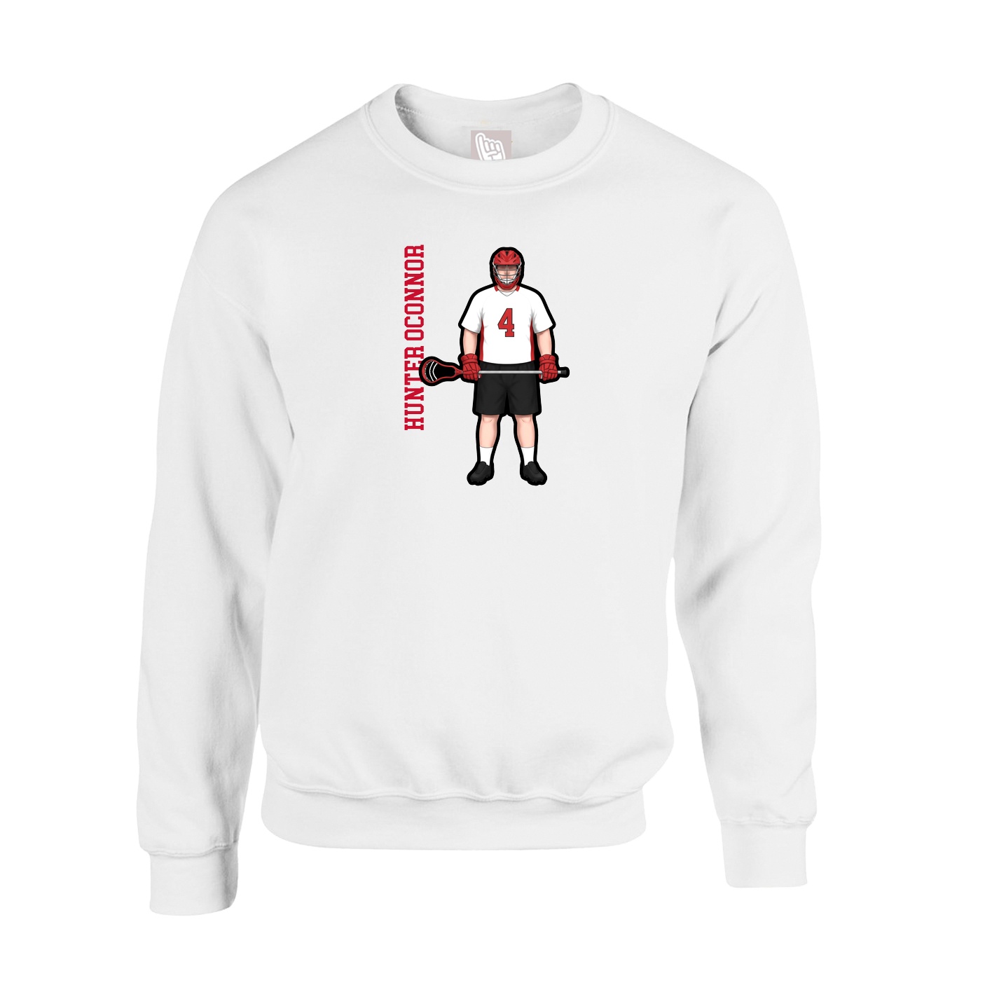 Fleece Crew — Name Vertical in White