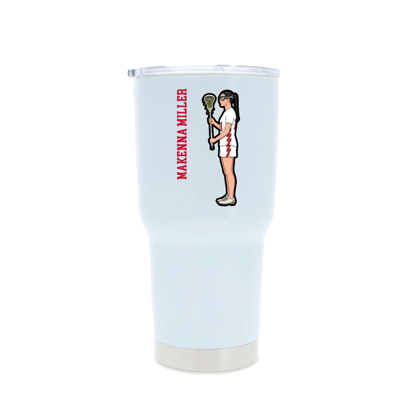 30oz Stainless Steel Tumbler — Name Vertical in White