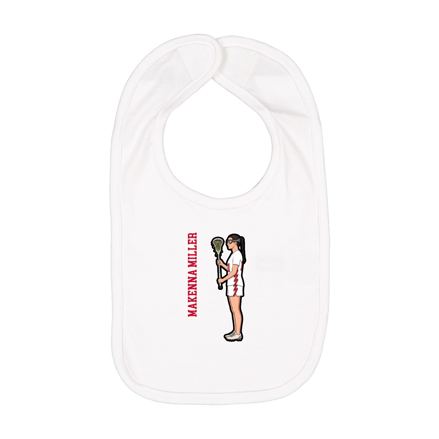 Infant Bib — Name Vertical in White