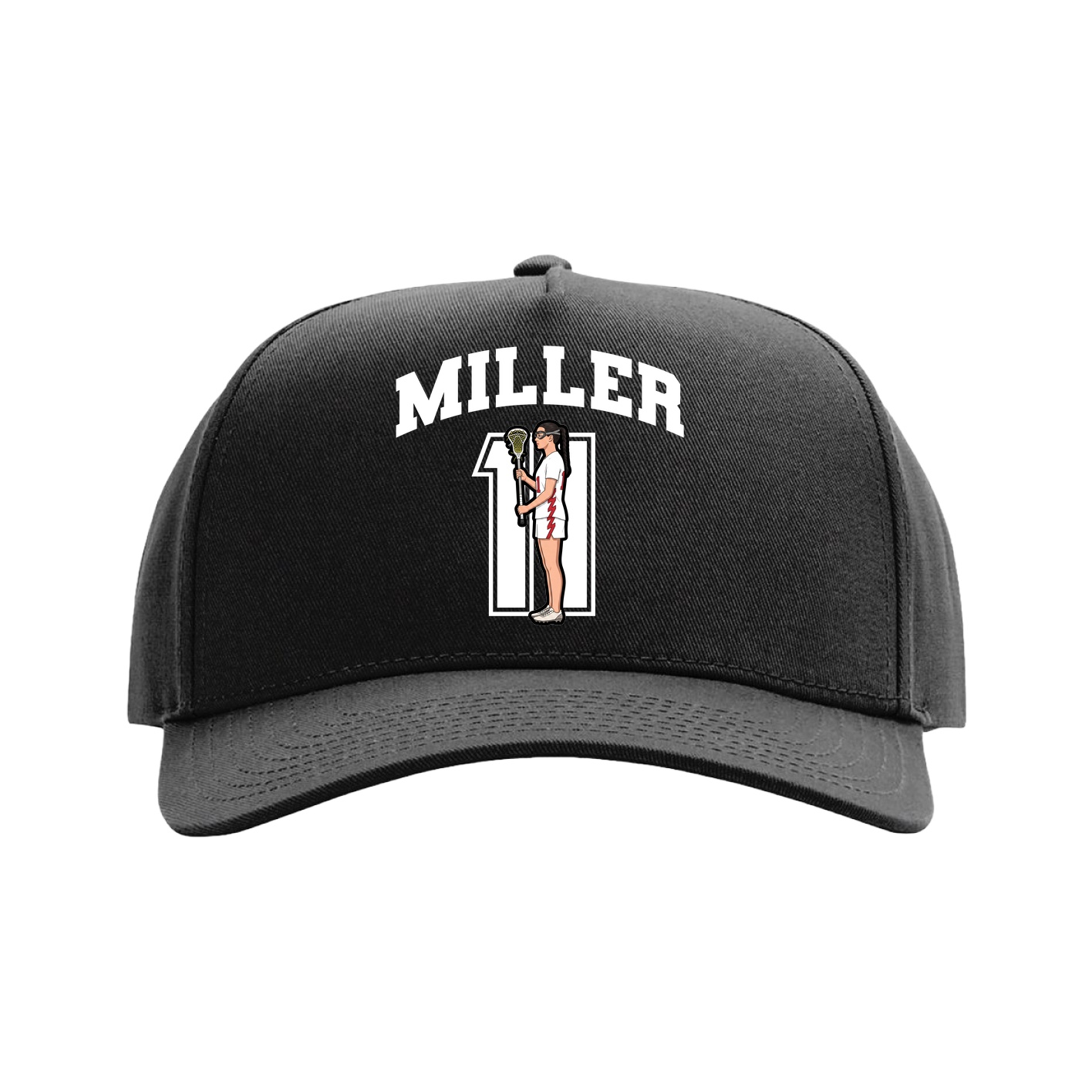 Full Fabric Five-Panel Champ Cap — Number in Black