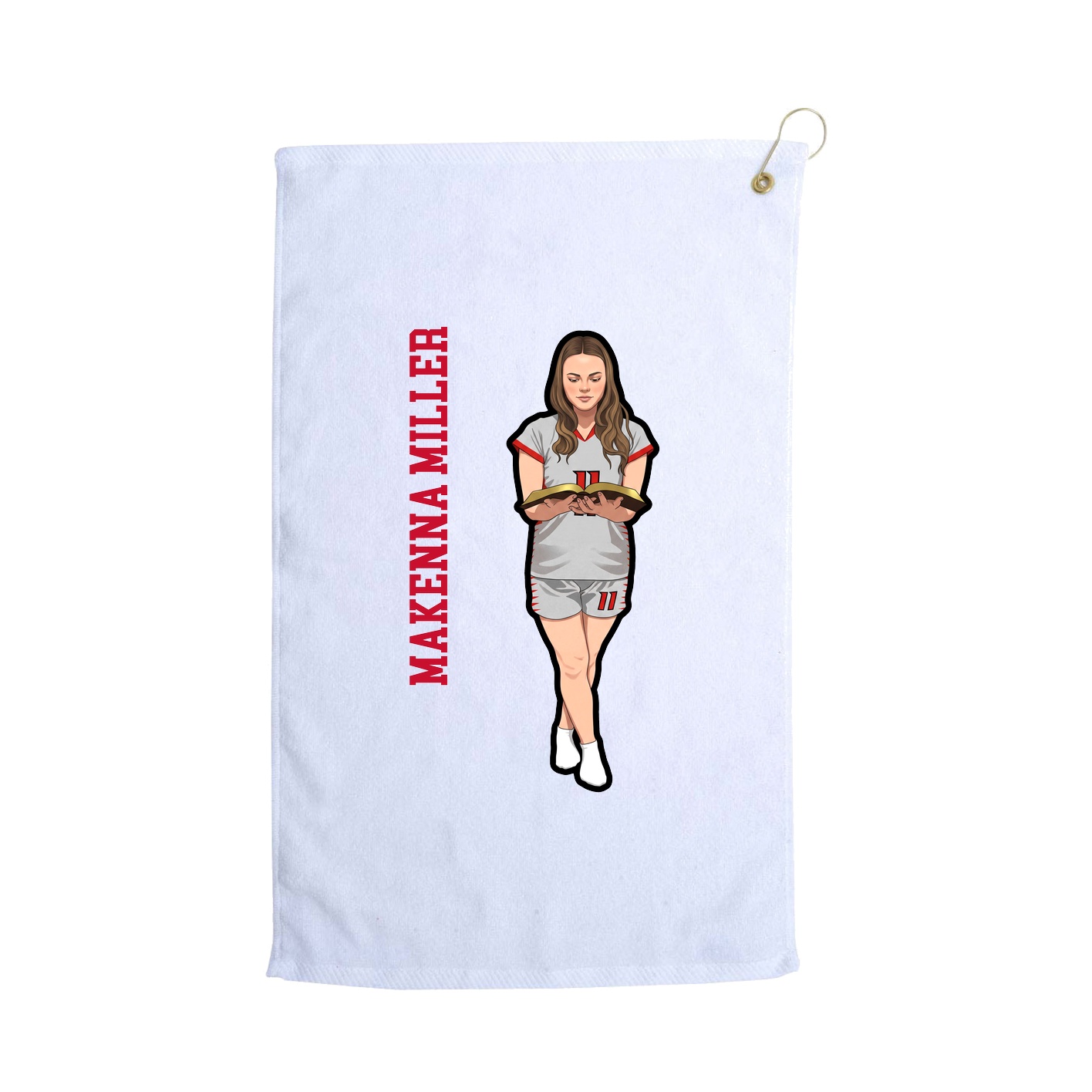 Golf Towel — Name Vertical in White