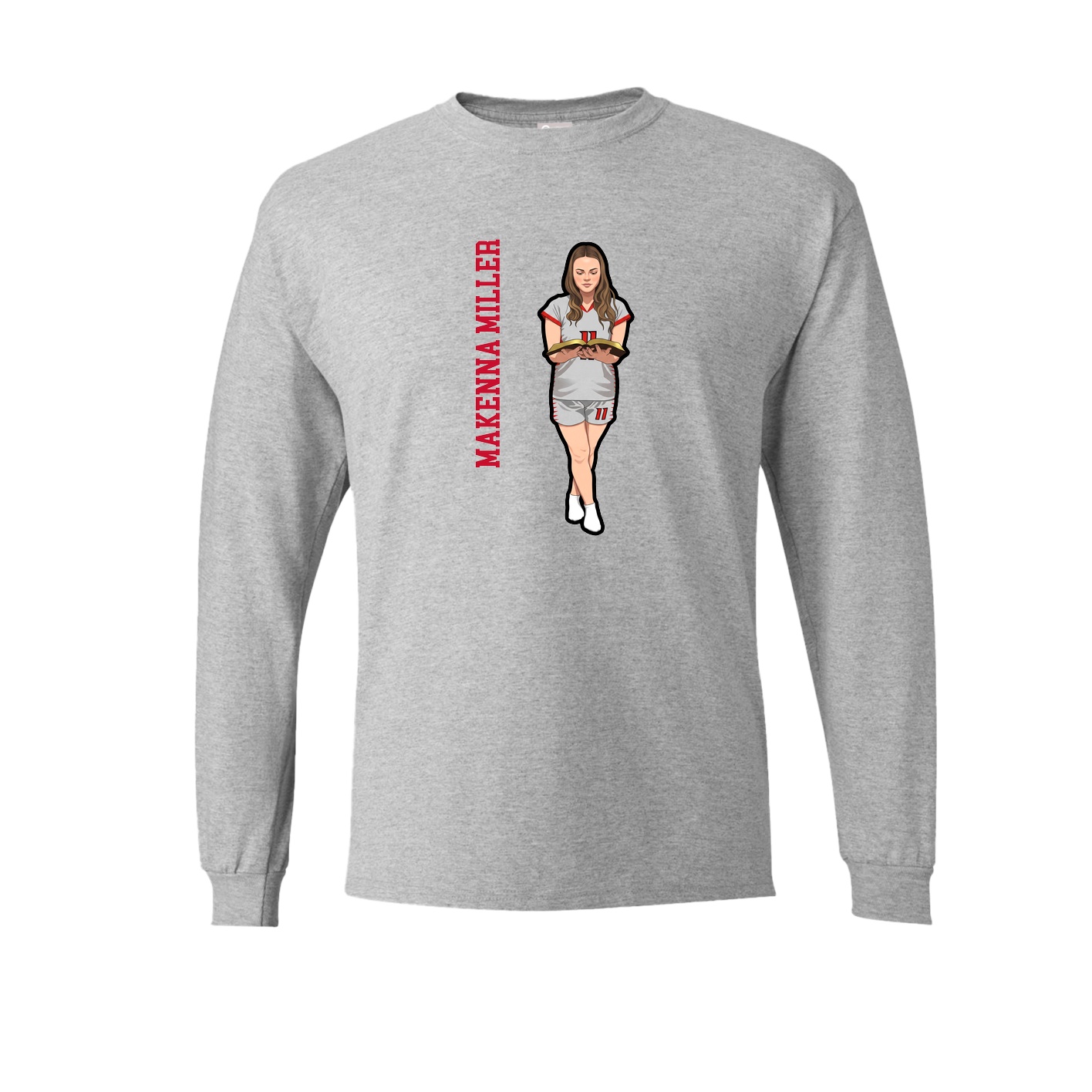 Long Sleeve Tee — Name Vertical in Grey