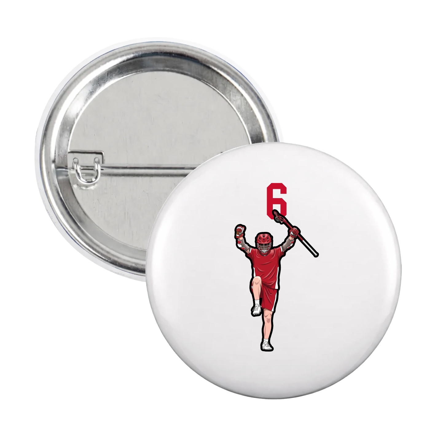 Game Day Button — Number Top in White