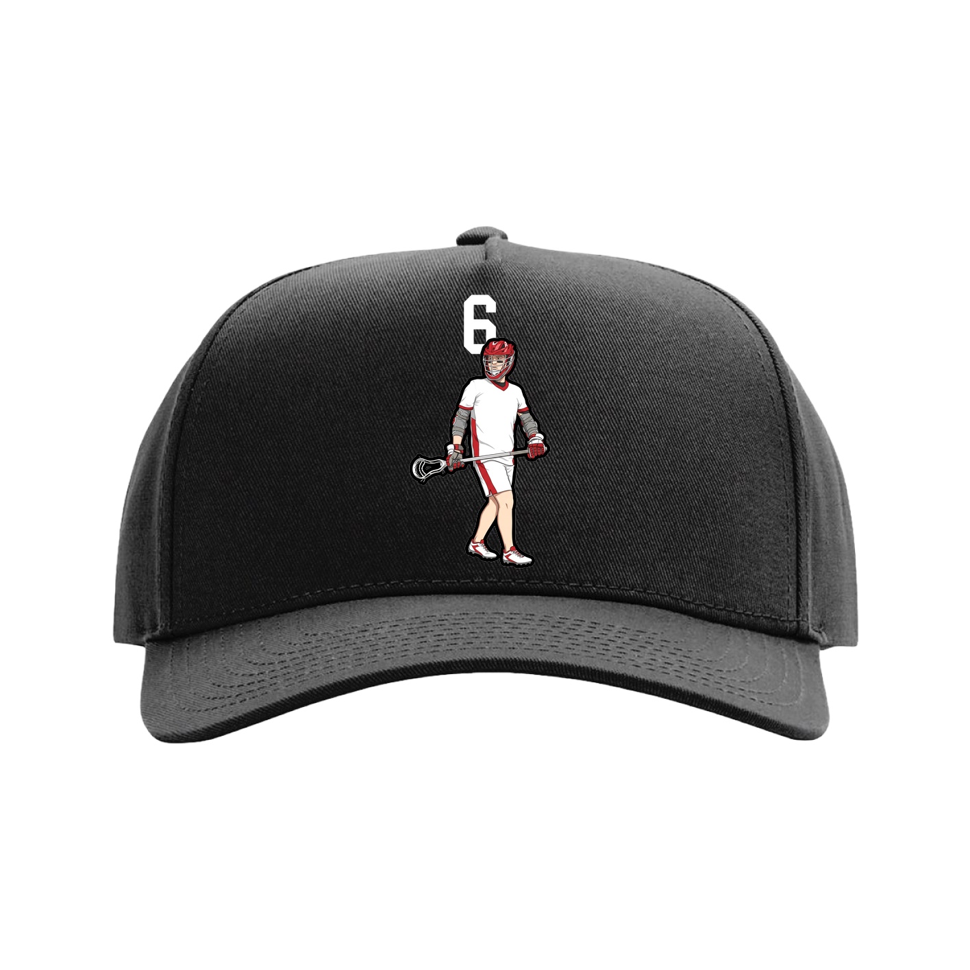 Full Fabric Five-Panel Champ Cap — Number Top in Black